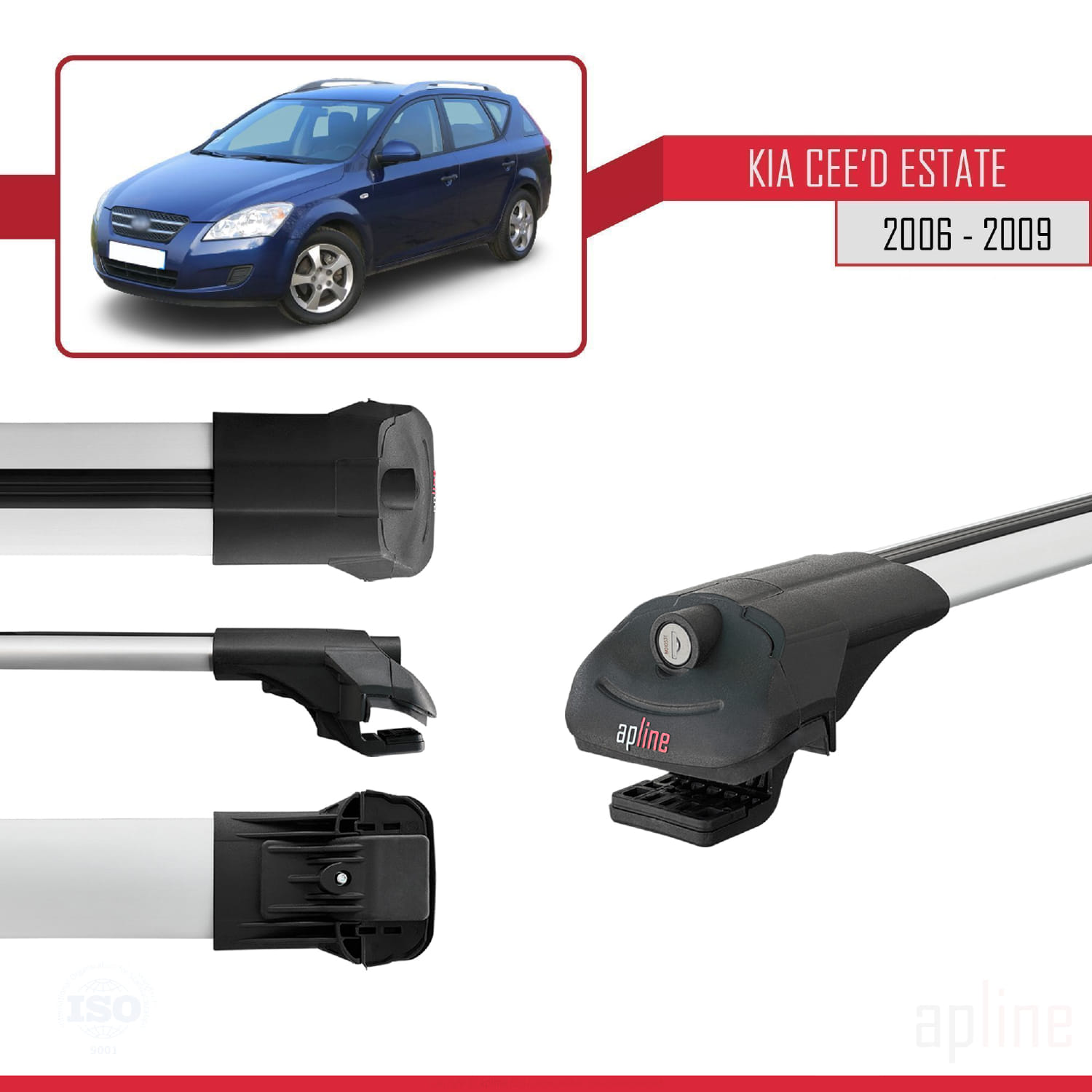 Kia Ceed SW (ED) Pre-Facelift 2006-2009 Arası ile Uyumlu ACE-1 Model Ara Atkı Tavan Barı Gri 2 Adet - Görsel 3