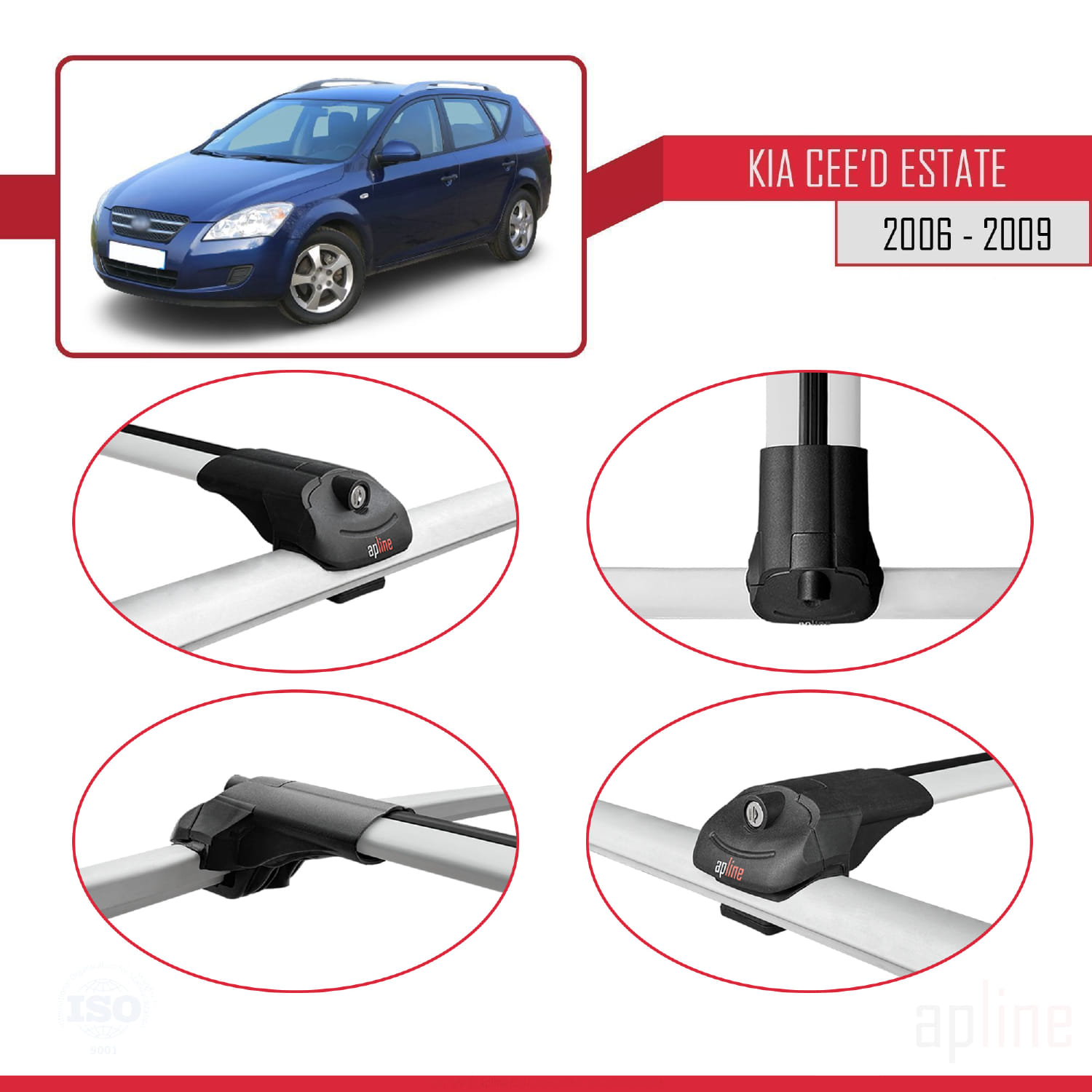 Kia Ceed SW (ED) Pre-Facelift 2006-2009 Arası ile Uyumlu ACE-1 Model Ara Atkı Tavan Barı Gri 2 Adet - Görsel 4