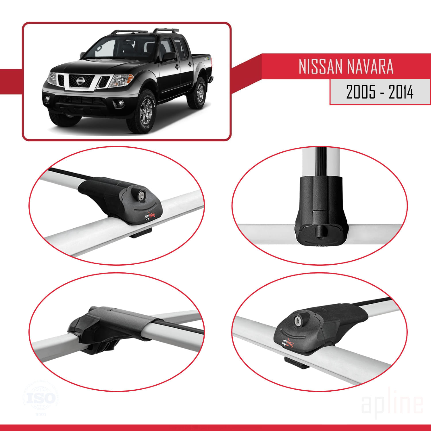 Nissan Navara (D40) 2005-2014 Arası ile Uyumlu ACE-1 Model Ara Atkı Tavan Barı Gri 2 Adet - Görsel 4