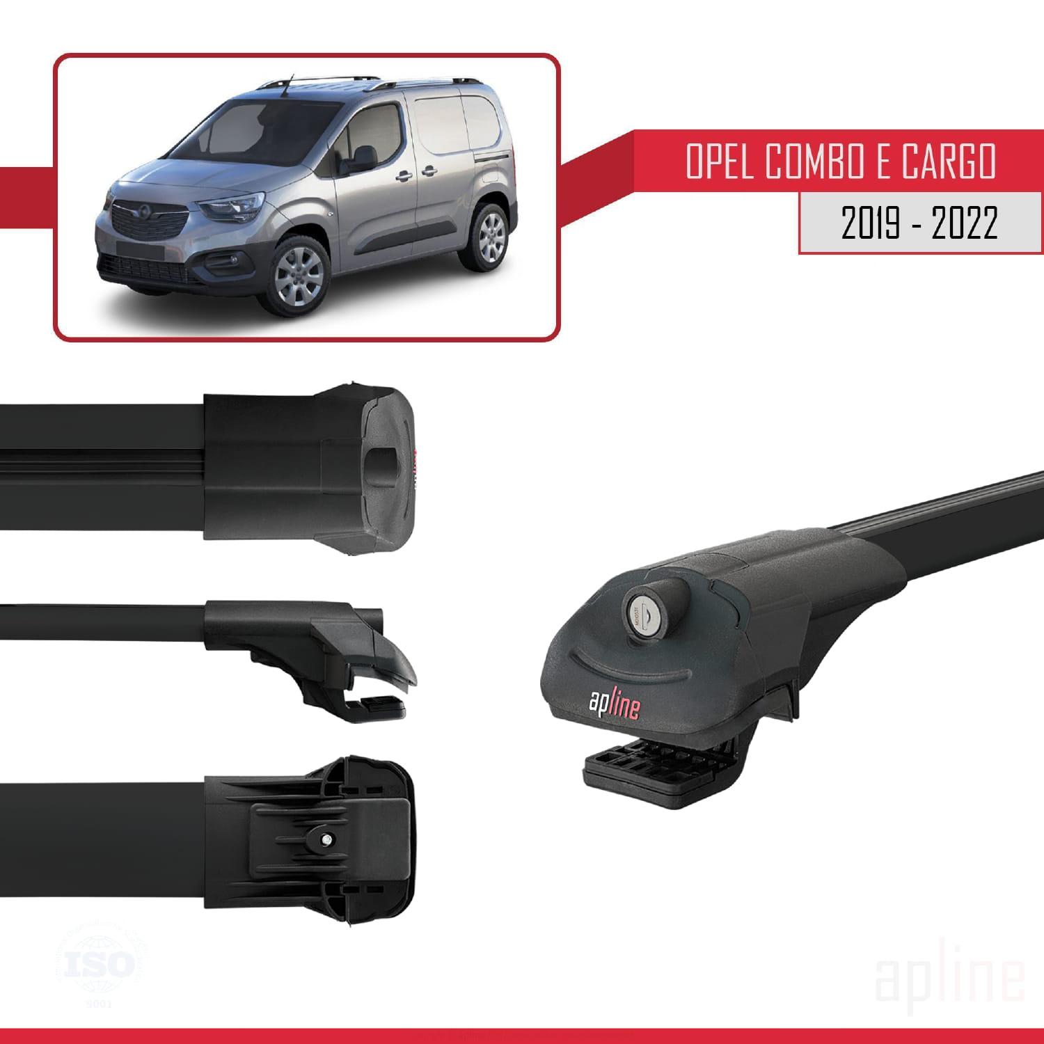 Opel Combo E Cargo (K9) 2019-2022 Arası ile Uyumlu ACE-1 Model Ara Atkı Tavan Barı Siyah 2 Adet - Görsel 3