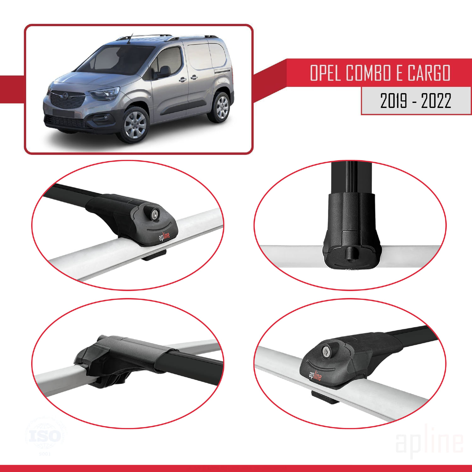 Opel Combo E Cargo (K9) 2019-2022 Arası ile Uyumlu ACE-1 Model Ara Atkı Tavan Barı Siyah 2 Adet - Görsel 4