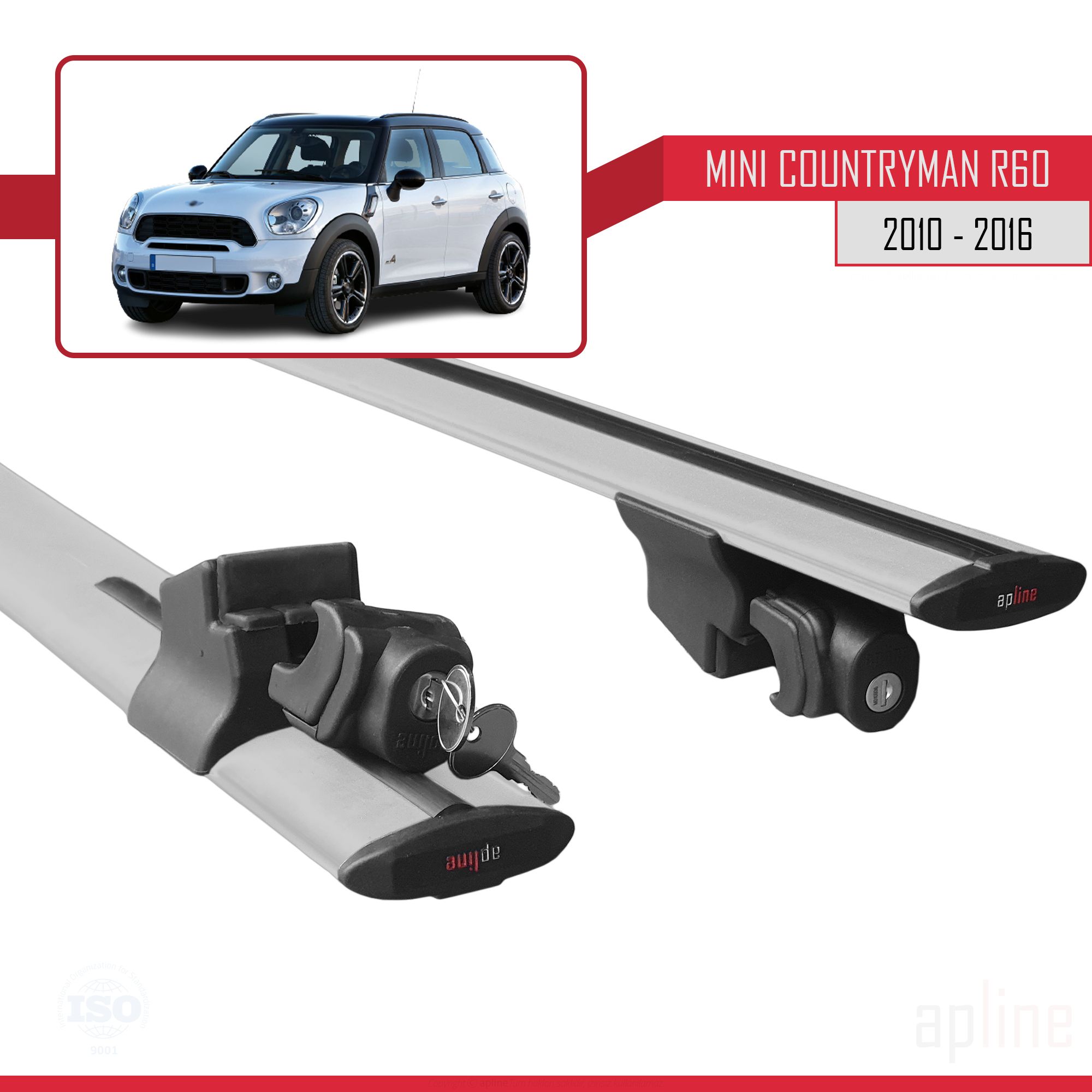 Mini Countryman (R60) 2010-2016 Arası ile Uyumlu HOOK Model Ara Atkı Tavan Barı Gri 2 Adet - Görsel 5