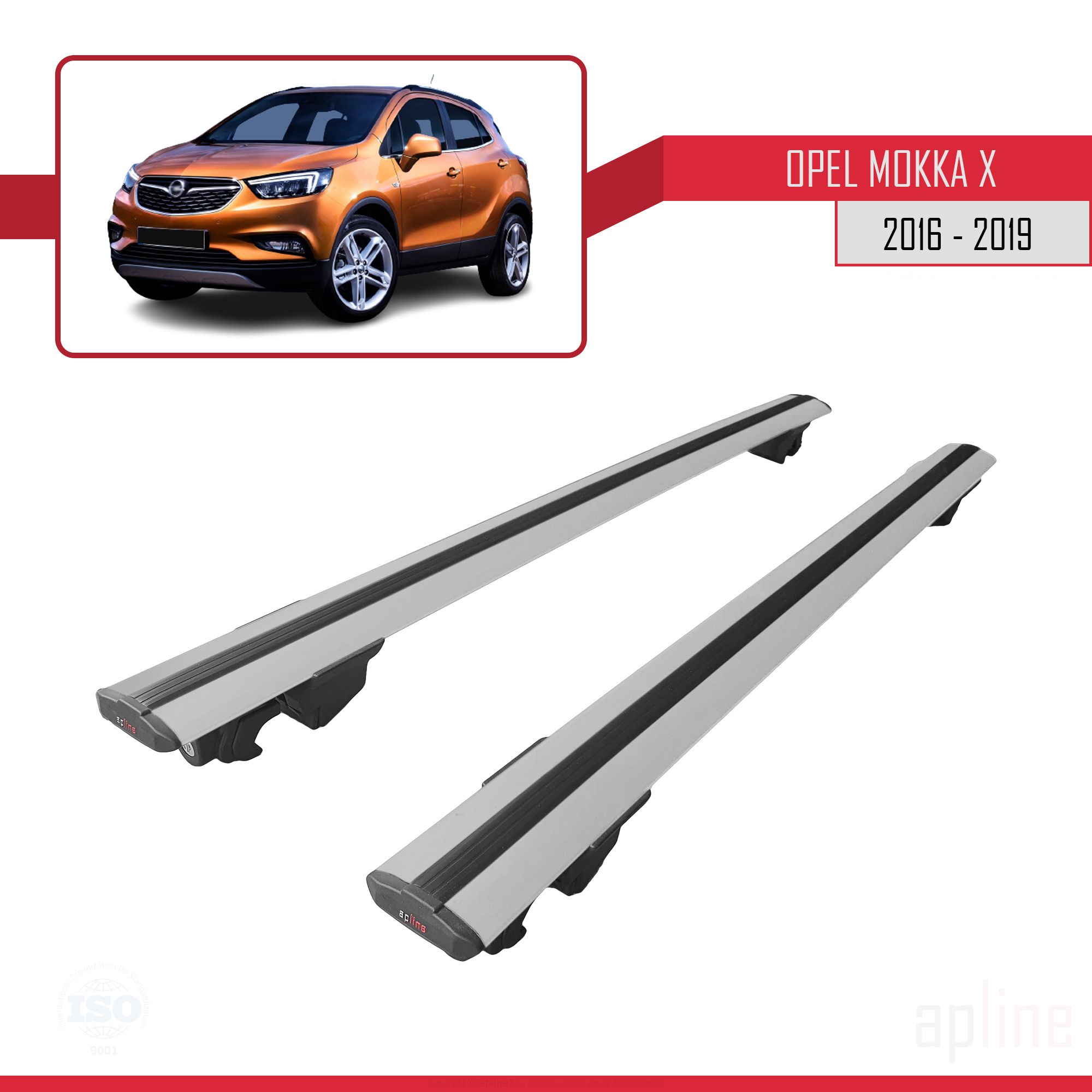 Opel Mokka X (J13) 2016-2019 Arası ile Uyumlu HOOK Model Ara Atkı Tavan Barı Gri 2 Adet - Görsel 4