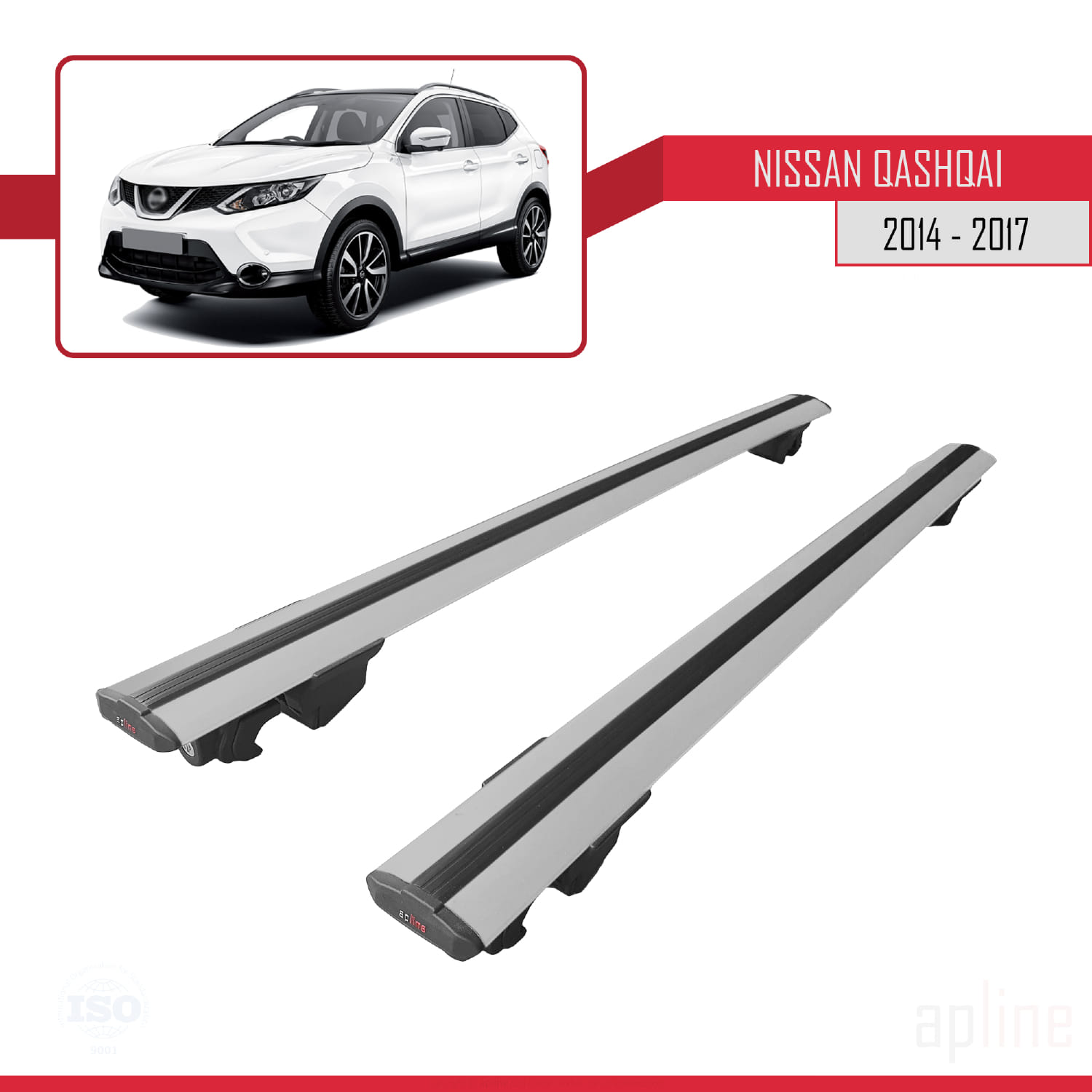 Nissan Qashqai 2 (J11) Pre-Facelift 2014-2017 Arası ile Uyumlu HOOK Model Ara Atkı Tavan Barı Gri 2 Adet - Görsel 4