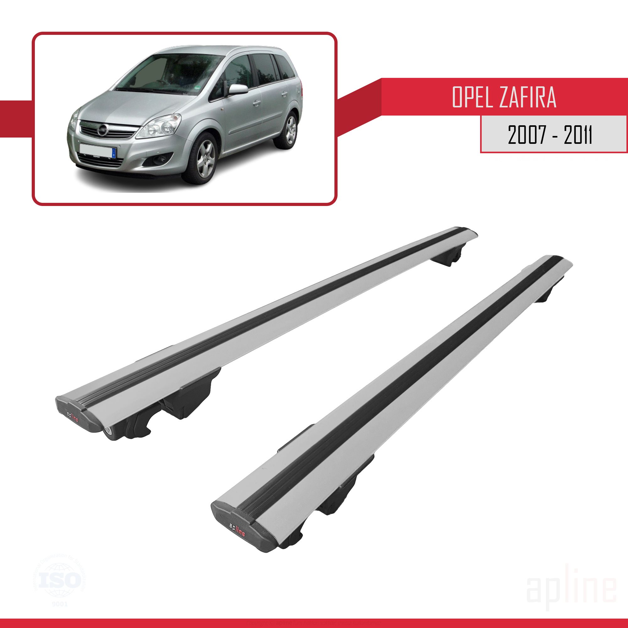 Opel Zafira B (A05) Post-Facelift 2007-2011 Arası ile Uyumlu HOOK Model Ara Atkı Tavan Barı Gri 2 Adet - Görsel 4