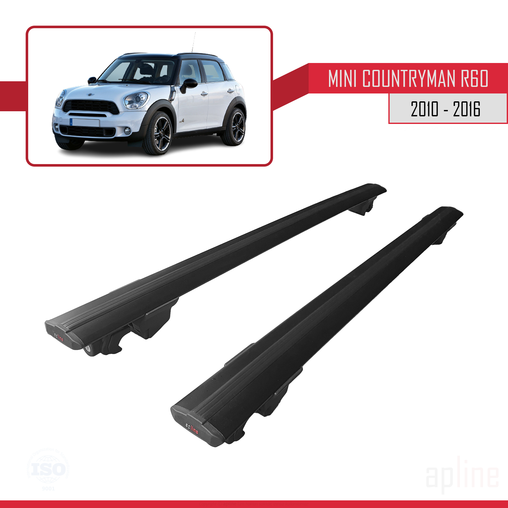 Mini Countryman (R60) 2010-2016 Arası ile Uyumlu HOOK Model Ara Atkı Tavan Barı Siyah 2 Adet - Görsel 4