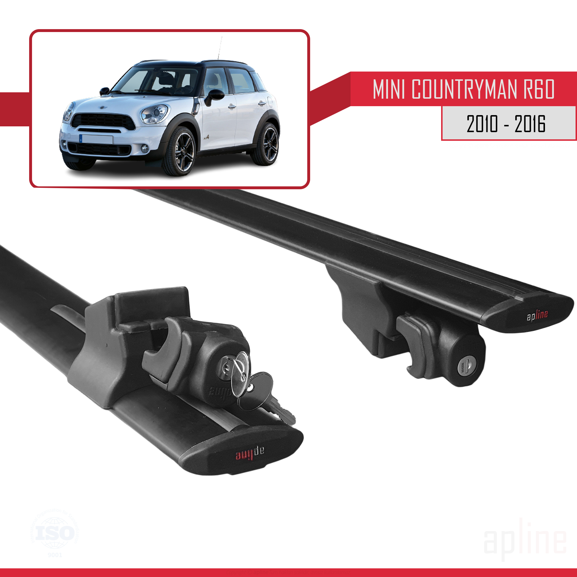 Mini Countryman (R60) 2010-2016 Arası ile Uyumlu HOOK Model Ara Atkı Tavan Barı Siyah 2 Adet - Görsel 5