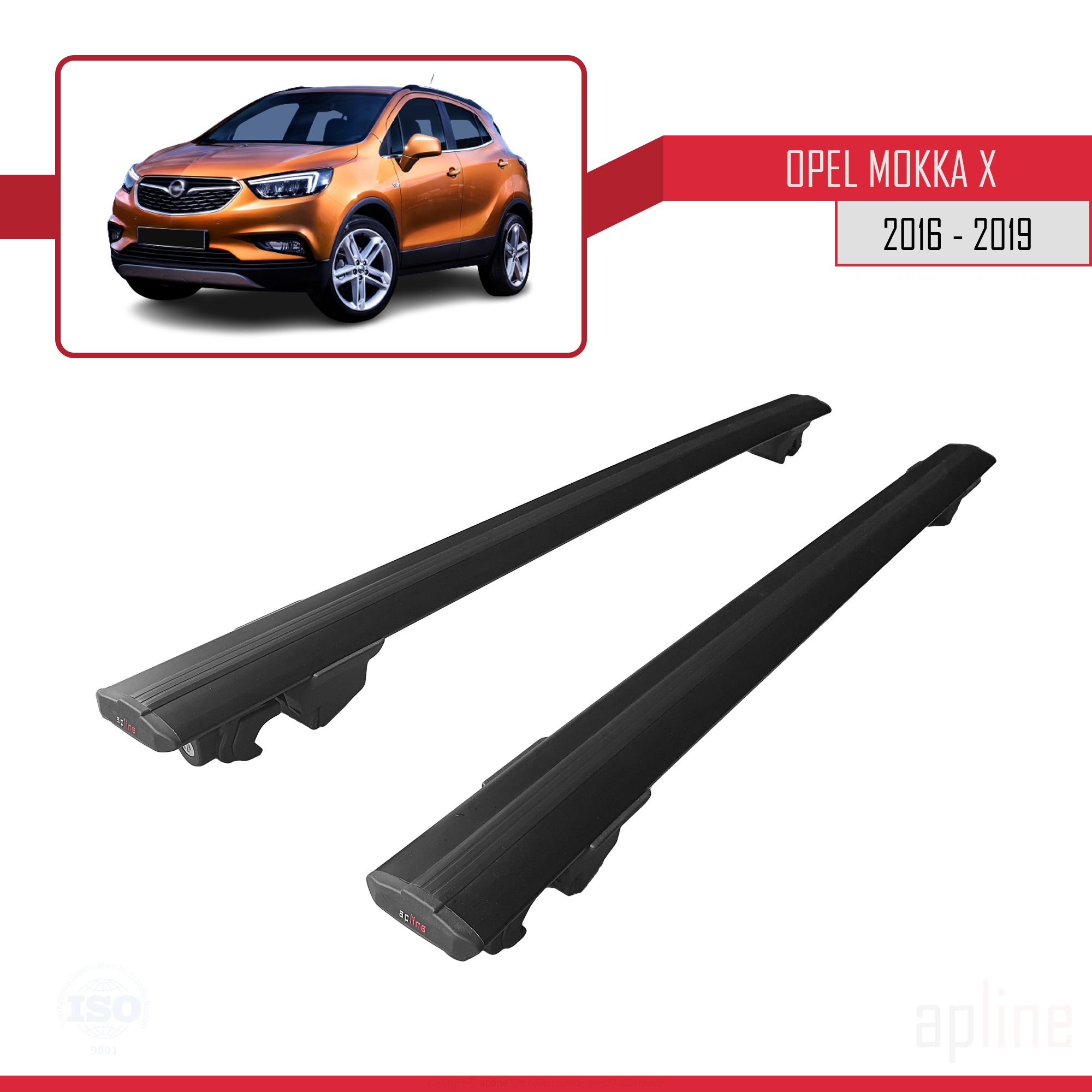 Opel Mokka X (J13) 2016-2019 Arası ile Uyumlu HOOK Model Ara Atkı Tavan Barı Siyah 2 Adet - Görsel 4