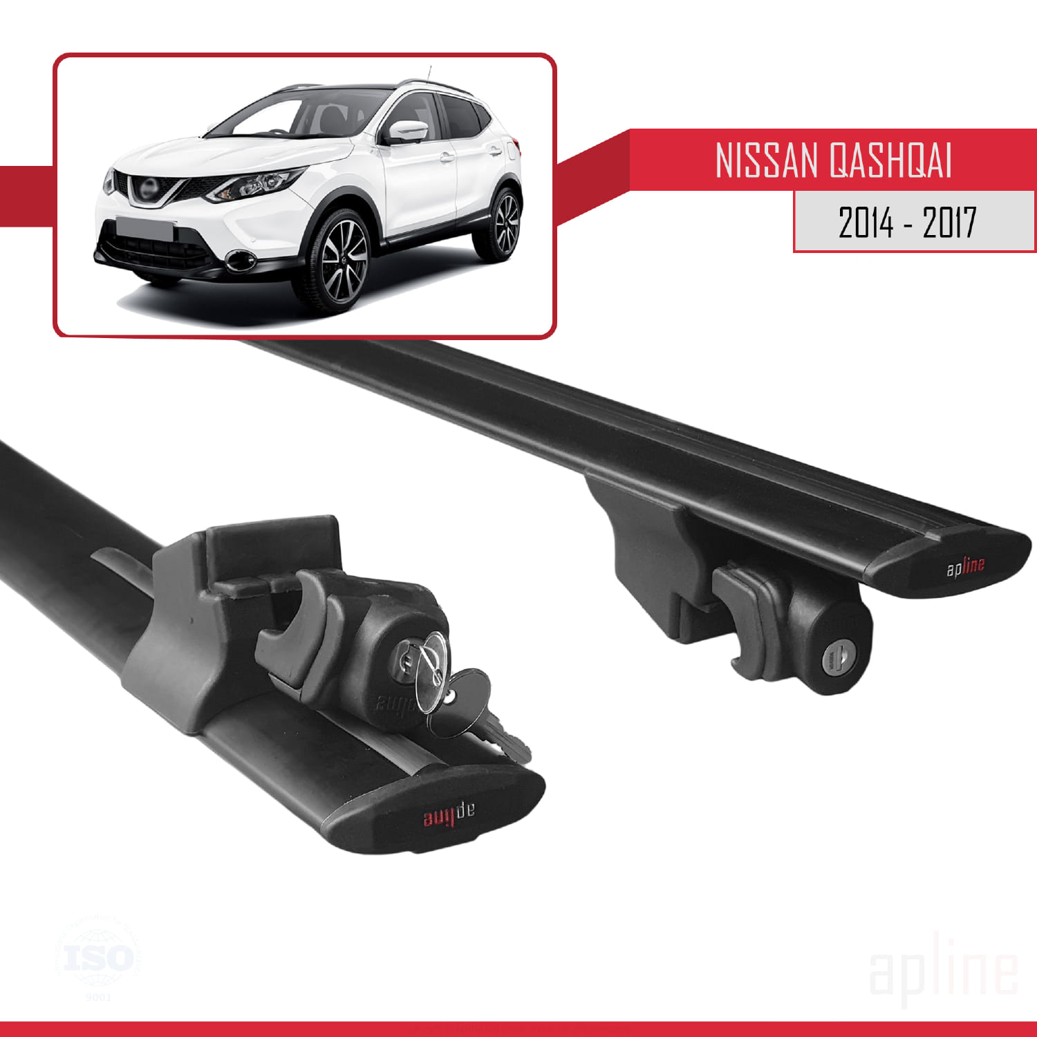 Nissan Qashqai 2 (J11) Pre-Facelift 2014-2017 Arası ile Uyumlu HOOK Model Ara Atkı Tavan Barı Siyah 2 Adet - Görsel 5