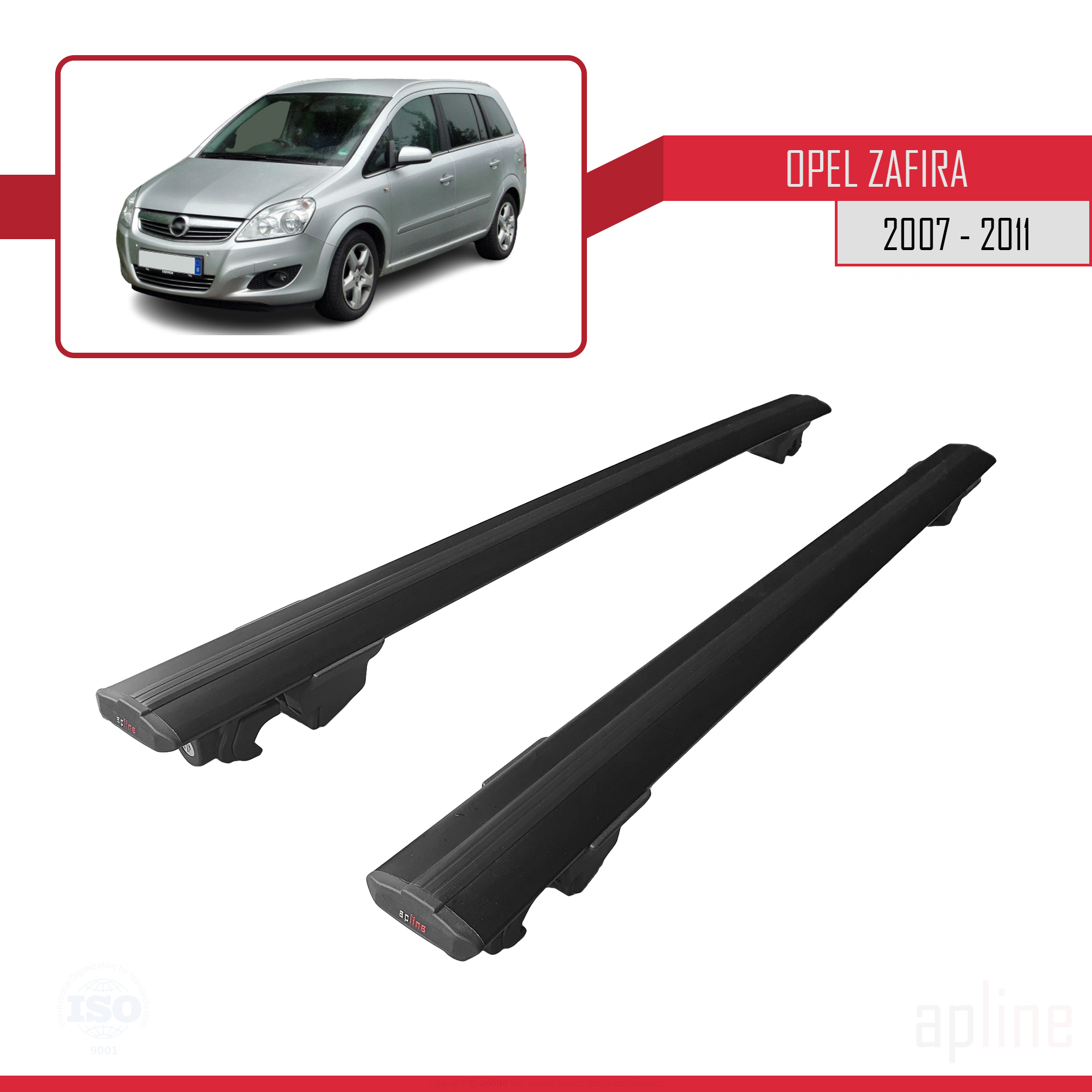 Opel Zafira B (A05) Post-Facelift 2007-2011 Arası ile Uyumlu HOOK Model Ara Atkı Tavan Barı Siyah 2 Adet - Görsel 4