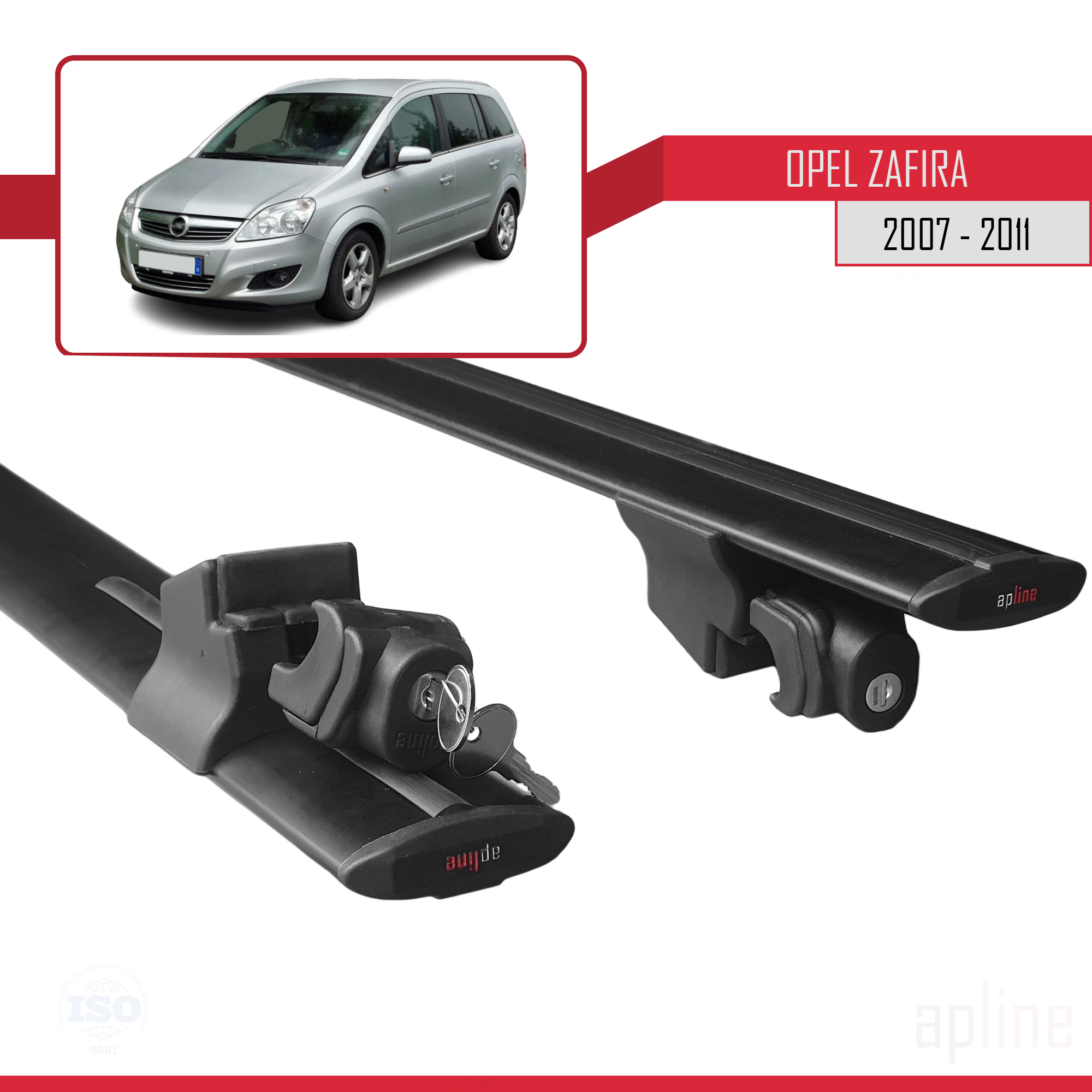 Opel Zafira B (A05) Post-Facelift 2007-2011 Arası ile Uyumlu HOOK Model Ara Atkı Tavan Barı Siyah 2 Adet - Görsel 5