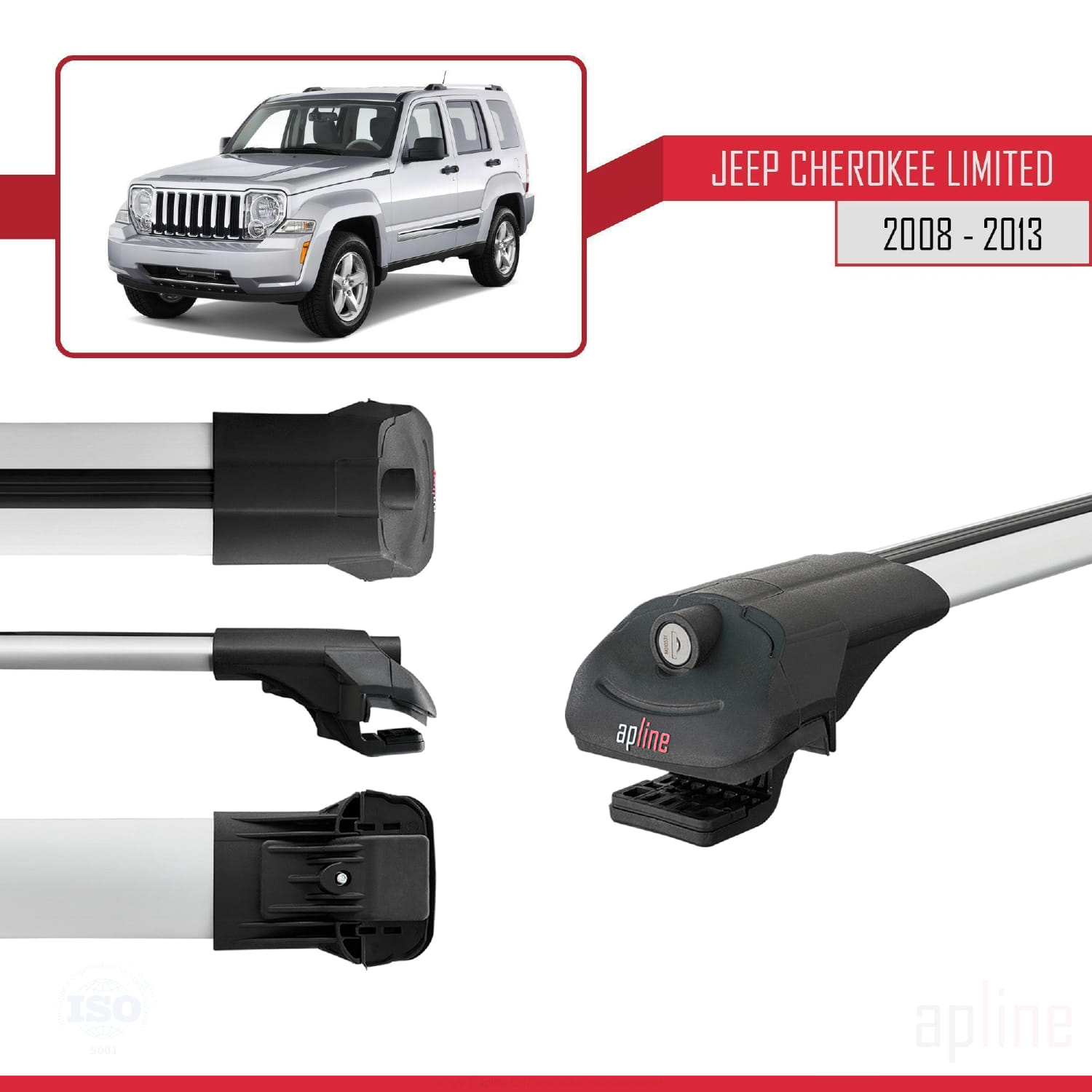 Jeep Cherokee 4 (KK) 2008-2013 Arası ile Uyumlu ACE-1 Model Ara Atkı Tavan Barı Gri 3 Adet - Görsel 3