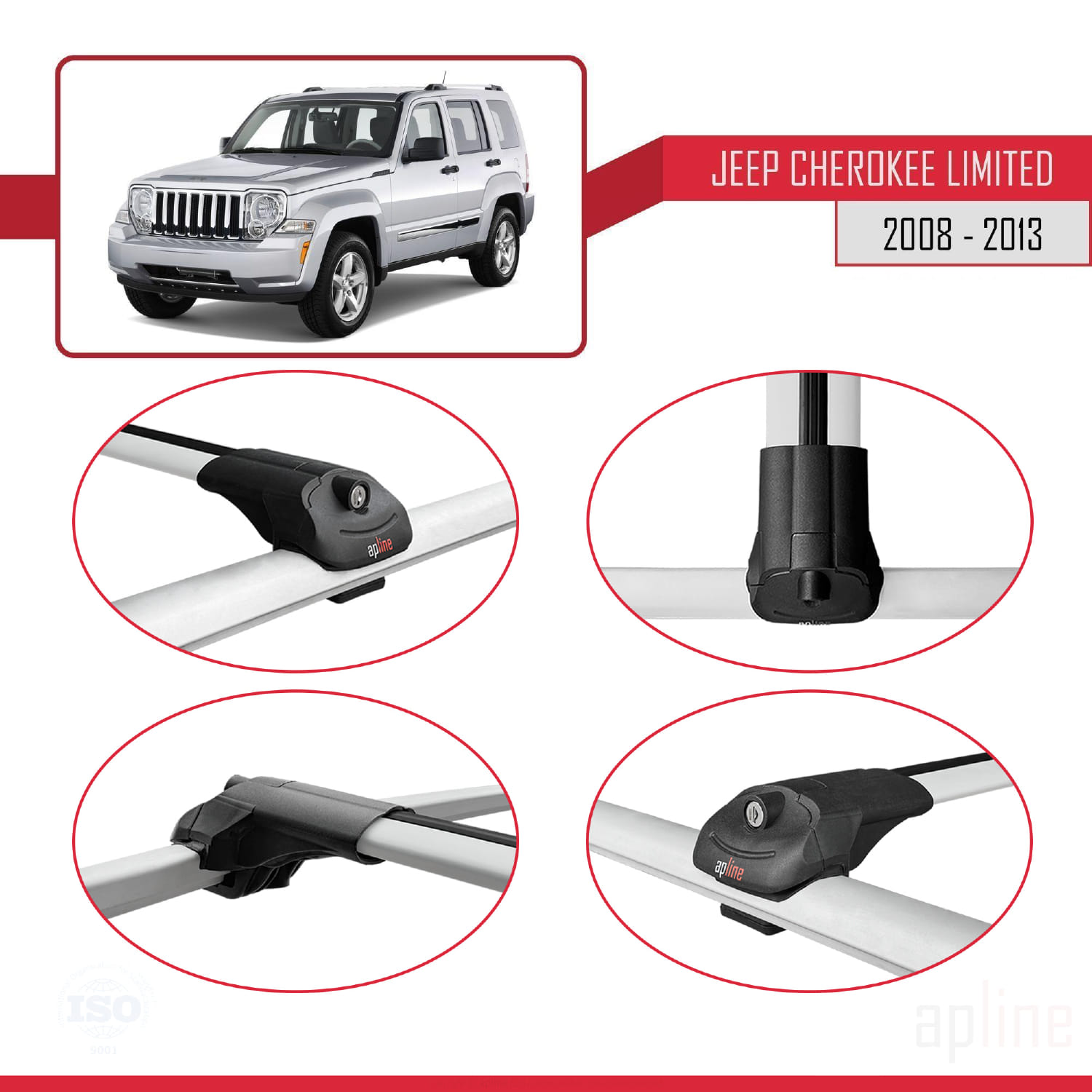 Jeep Cherokee 4 (KK) 2008-2013 Arası ile Uyumlu ACE-1 Model Ara Atkı Tavan Barı Gri 3 Adet - Görsel 4