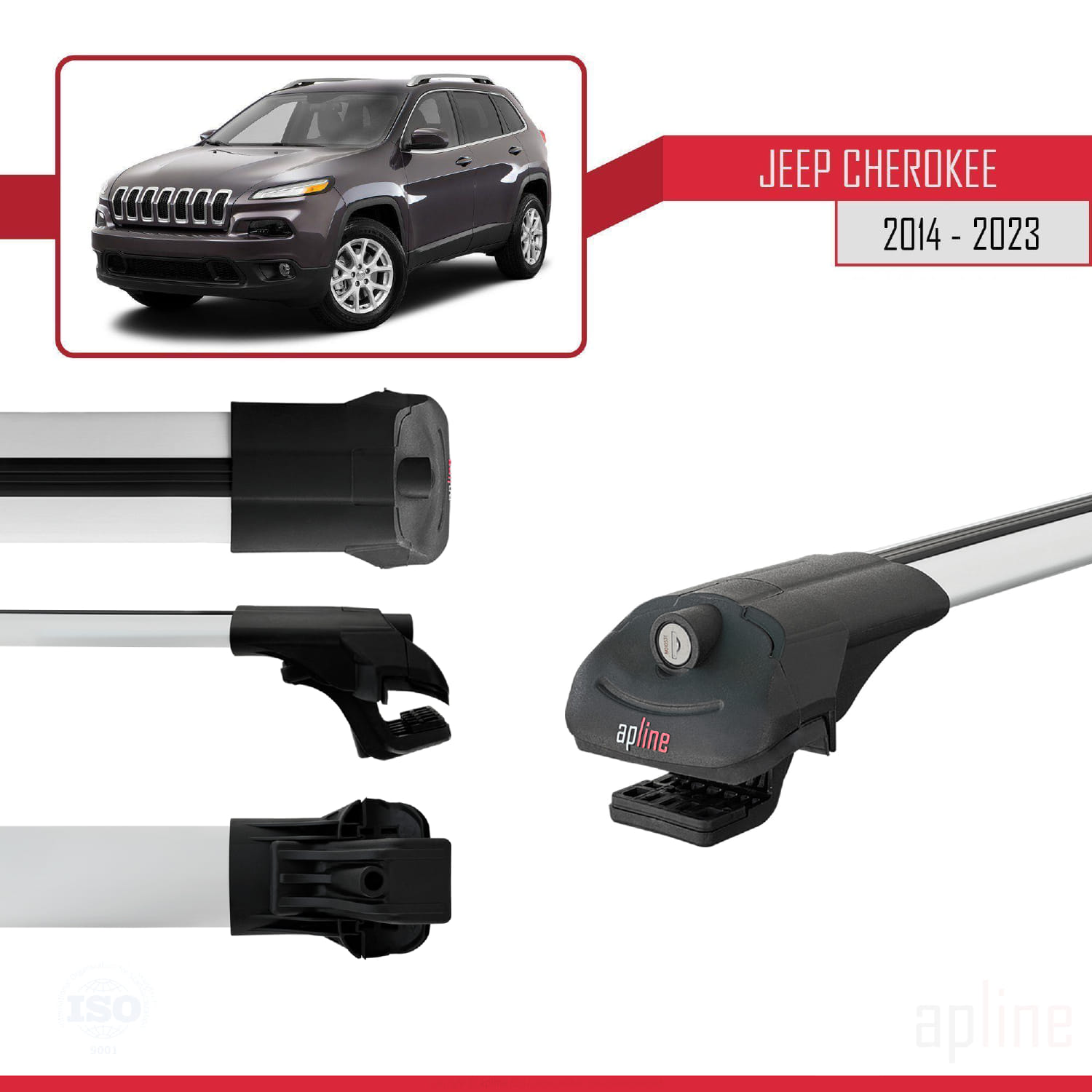 Jeep Cherokee 5 (KL) 2014-2023 Arası ile Uyumlu ACE-1 Model Ara Atkı Tavan Barı Gri 3 Adet - Görsel 3