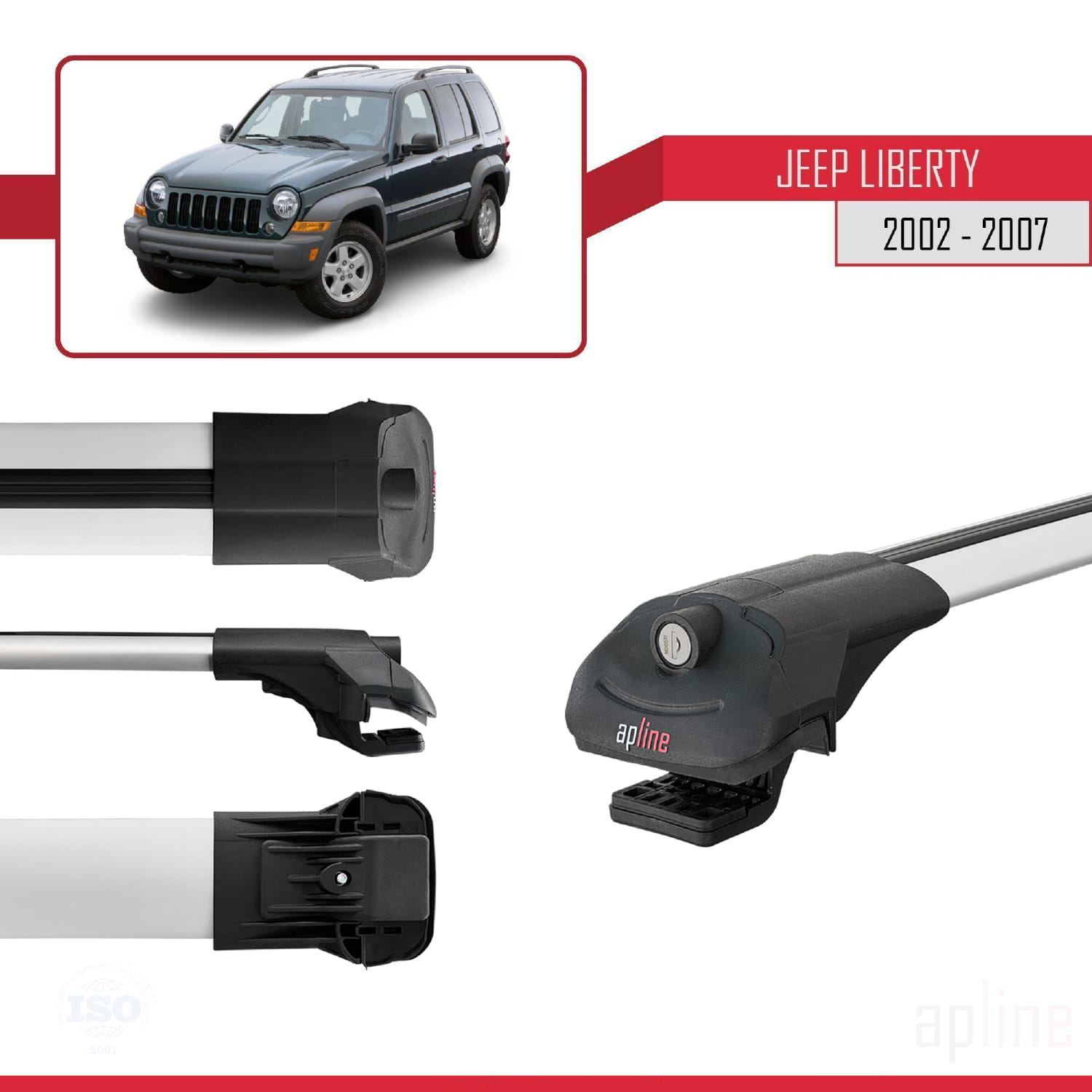 Jeep Liberty (KJ) 2002-2007 Arası ile Uyumlu ACE-1 Model Ara Atkı Tavan Barı Gri 3 Adet - Görsel 3