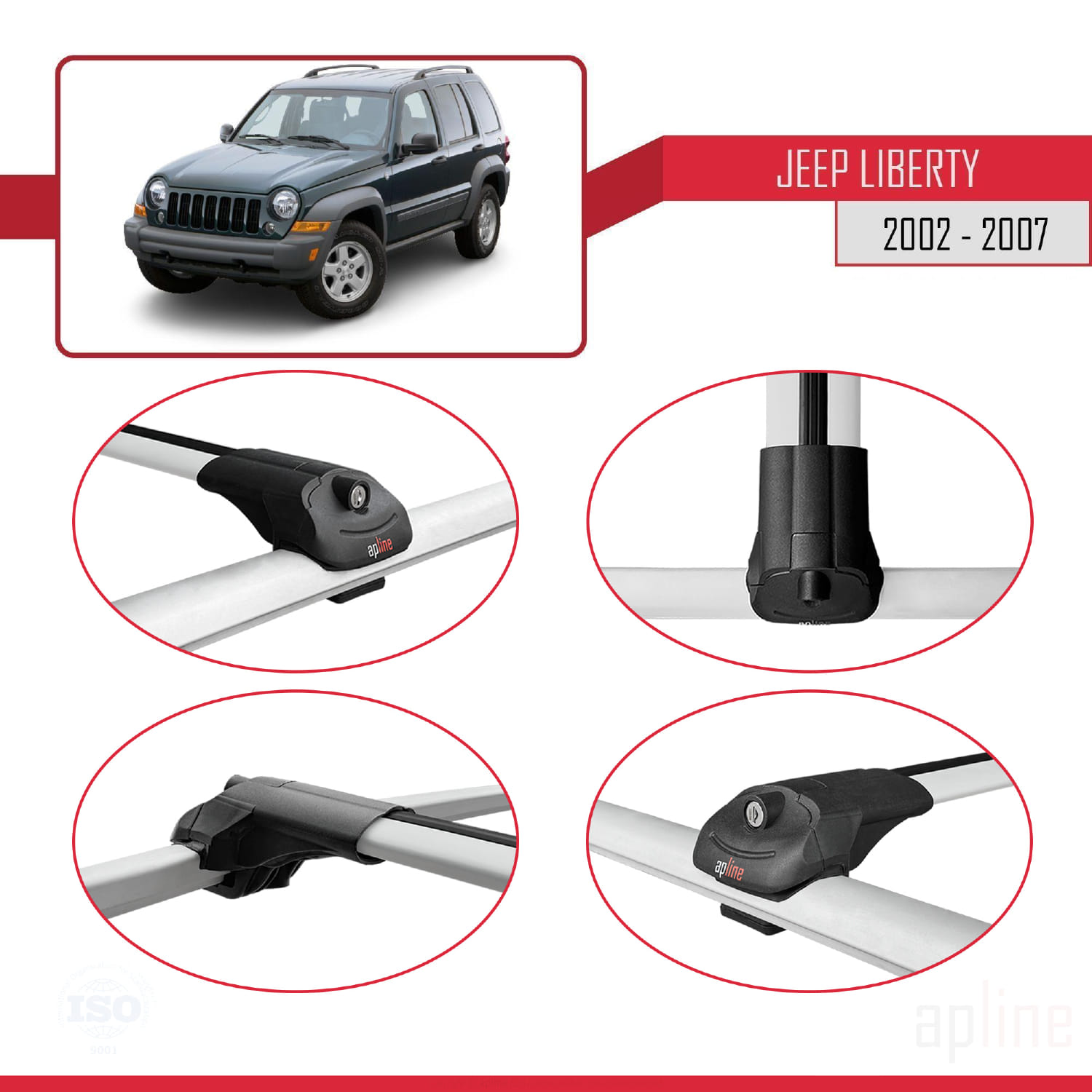 Jeep Liberty (KJ) 2002-2007 Arası ile Uyumlu ACE-1 Model Ara Atkı Tavan Barı Gri 3 Adet - Görsel 4