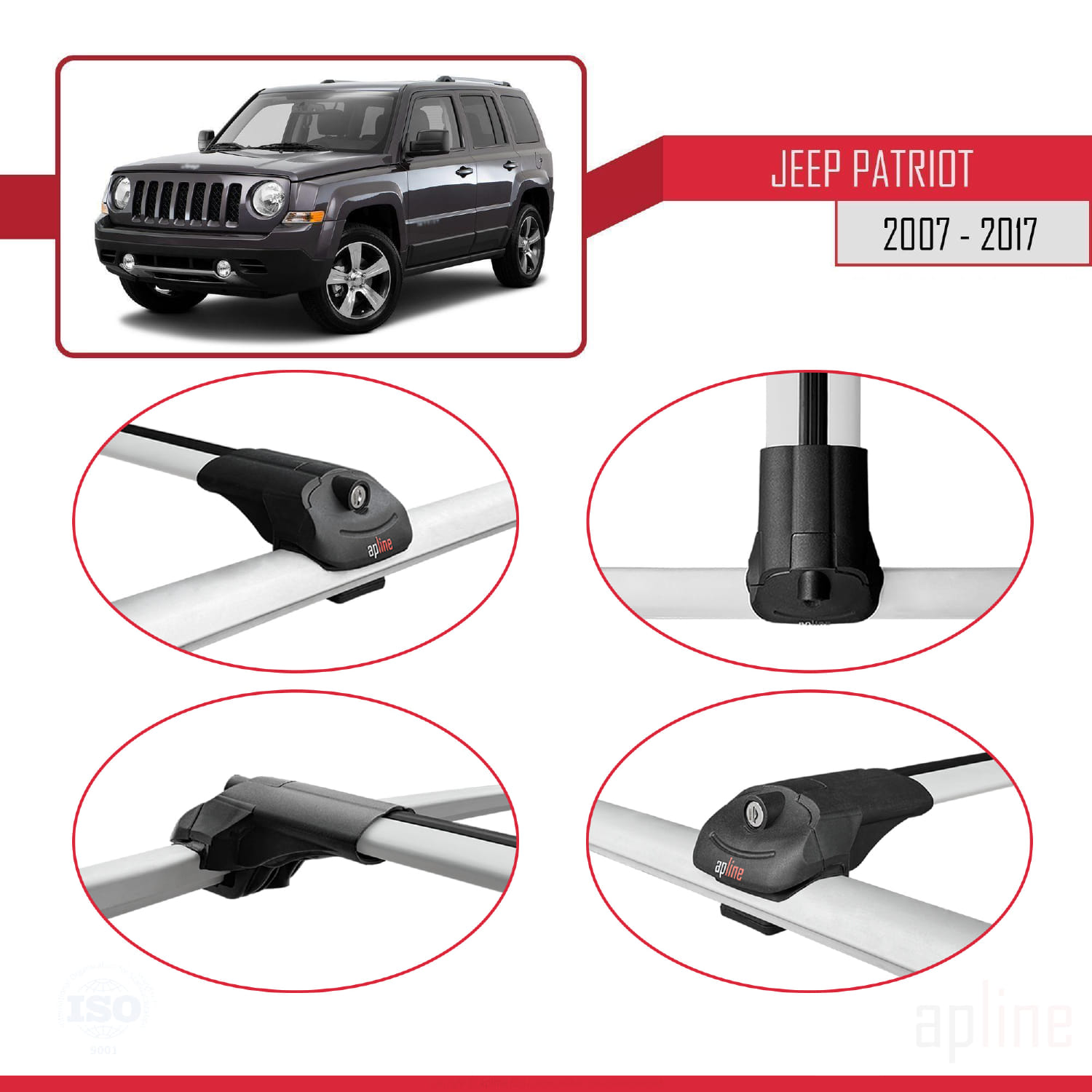 Jeep Patriot 2007-2017 Arası ile Uyumlu ACE-1 Model Ara Atkı Tavan Barı Gri 3 Adet - Görsel 4