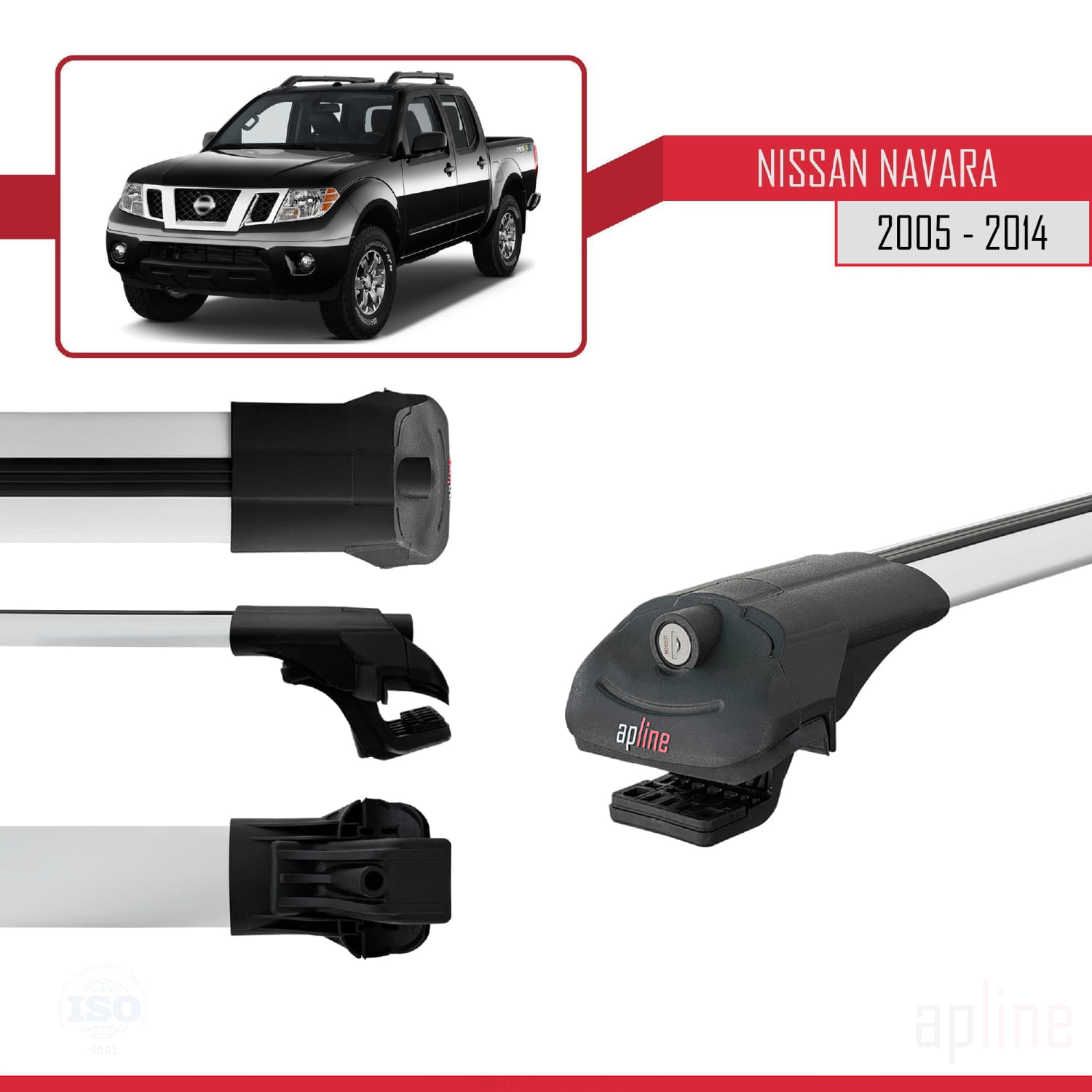 Nissan Navara (D40) 2005-2014 Arası ile Uyumlu ACE-1 Model Ara Atkı Tavan Barı Gri 3 Adet - Görsel 3