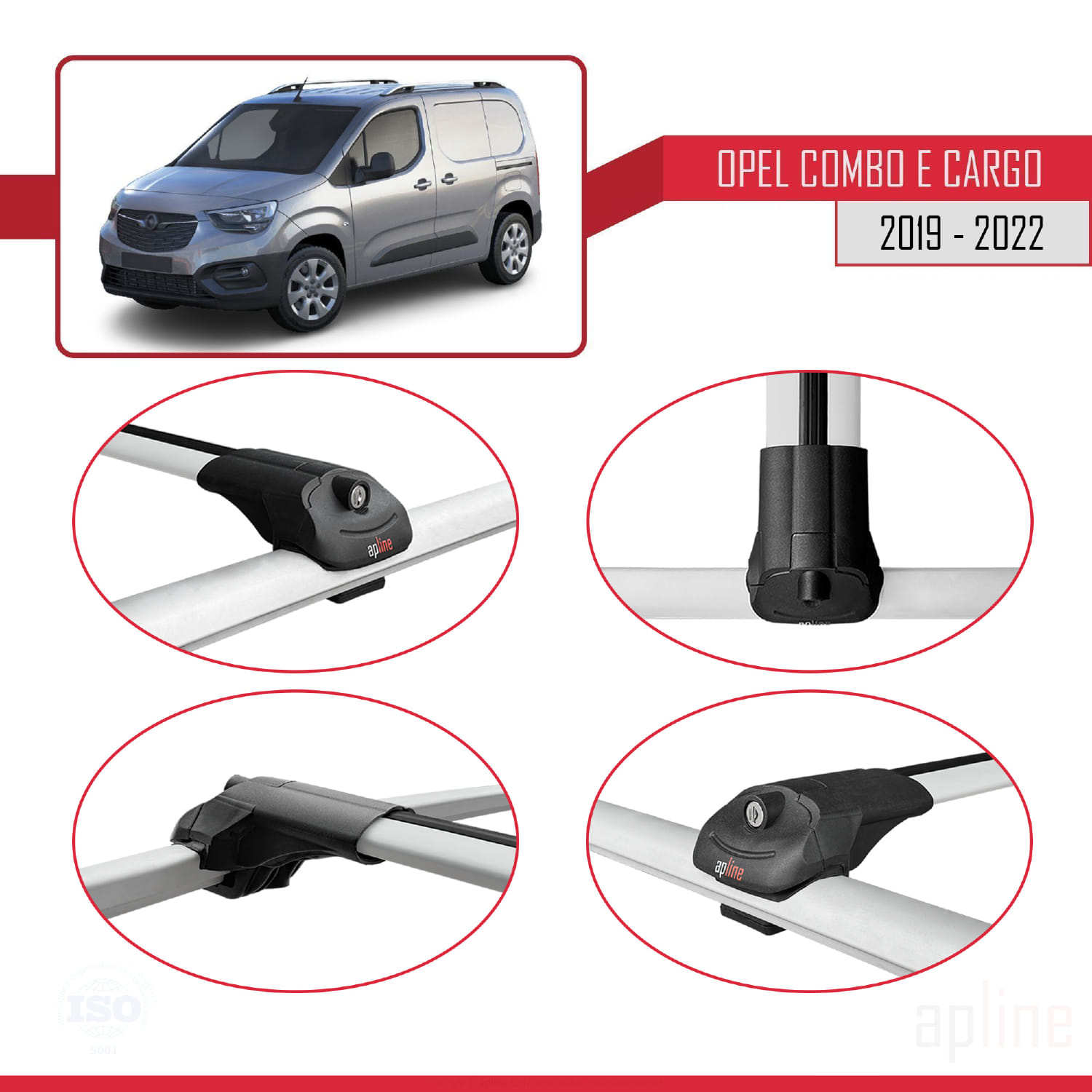 Opel Combo E Cargo (K9) 2019-2022 Arası ile Uyumlu ACE-1 Model Ara Atkı Tavan Barı Gri 3 Adet - Görsel 4