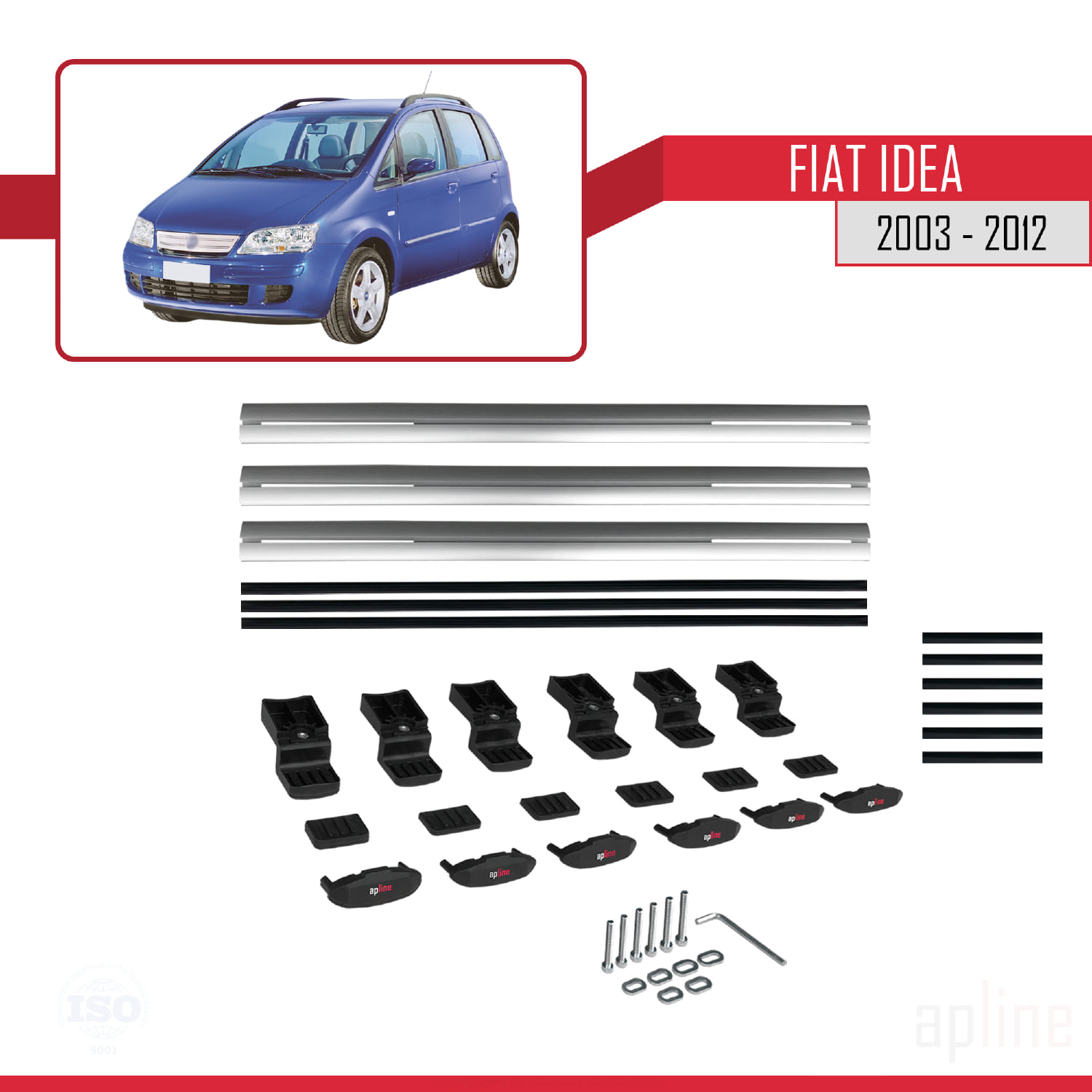 Fiat Idea 2003-2012 Arası ile Uyumlu BASIC Model Ara Atkı Tavan Barı Gri 3 Adet - Görsel 6