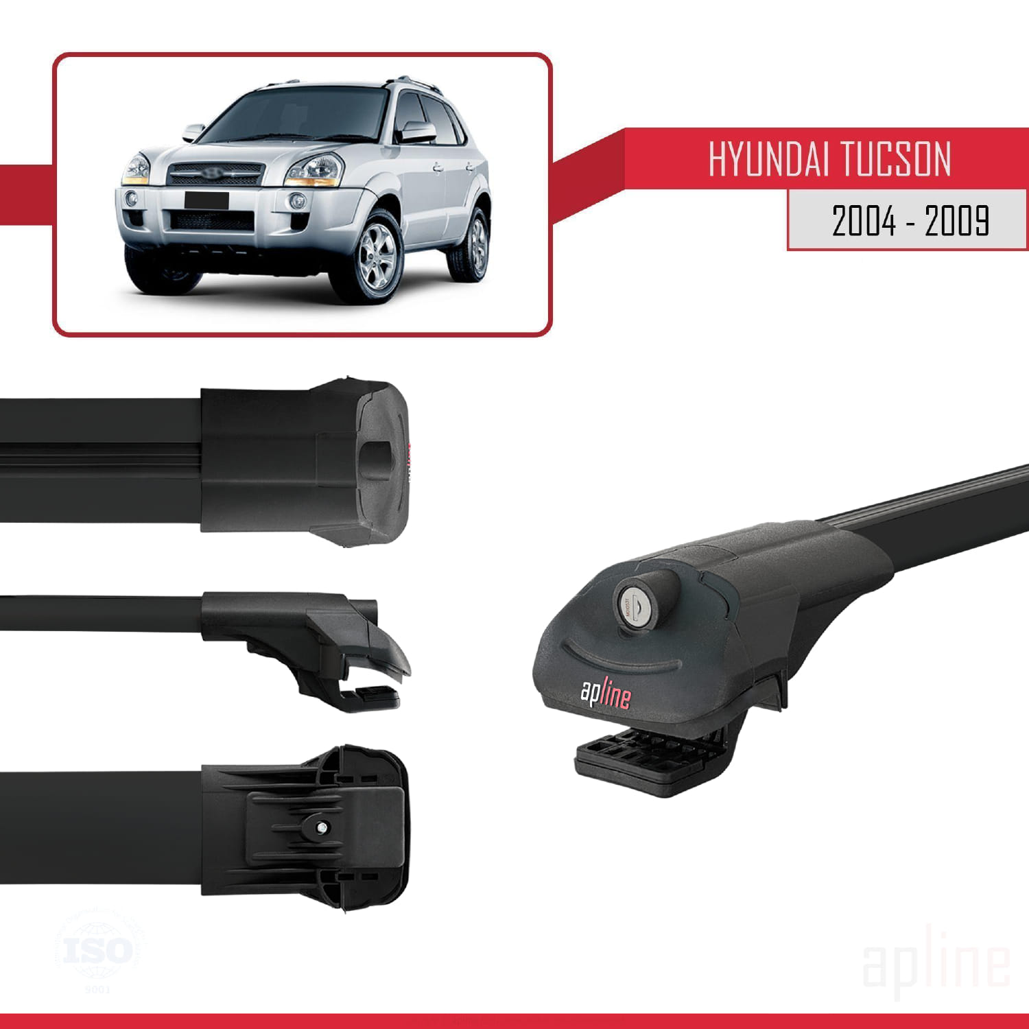 Hyundai Tucson (JM) 2004-2009 Arası ile Uyumlu ACE-1 Model Ara Atkı Tavan Barı Siyah 3 Adet - Görsel 3