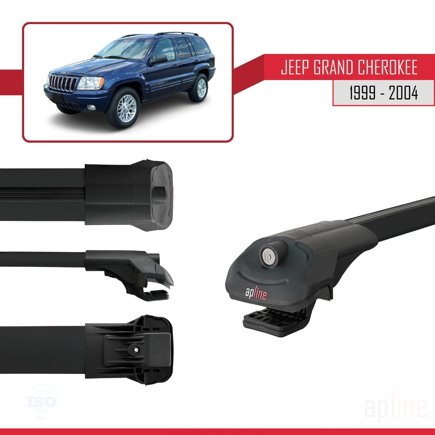 Jeep Grand Cherokee 2 (WJ) 1999-2004 Arası ile Uyumlu ACE-1 Model Ara Atkı Tavan Barı Siyah 3 Adet - Görsel 3