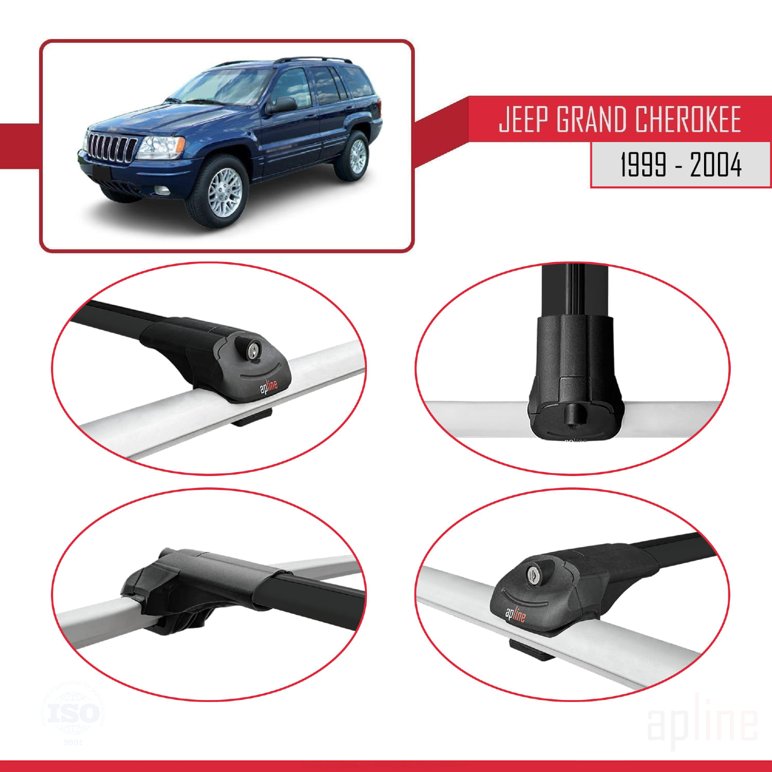 Jeep Grand Cherokee 2 (WJ) 1999-2004 Arası ile Uyumlu ACE-1 Model Ara Atkı Tavan Barı Siyah 2 Adet - Görsel 4