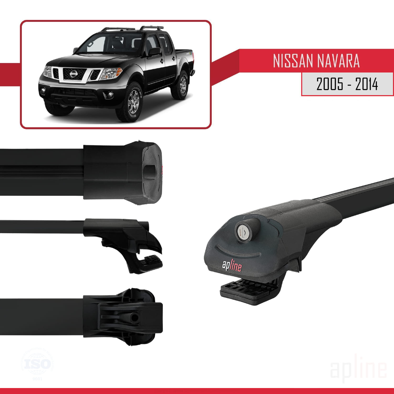 Nissan Navara (D40) 2005-2014 Arası ile Uyumlu ACE-1 Model Ara Atkı Tavan Barı Siyah 3 Adet - Görsel 3