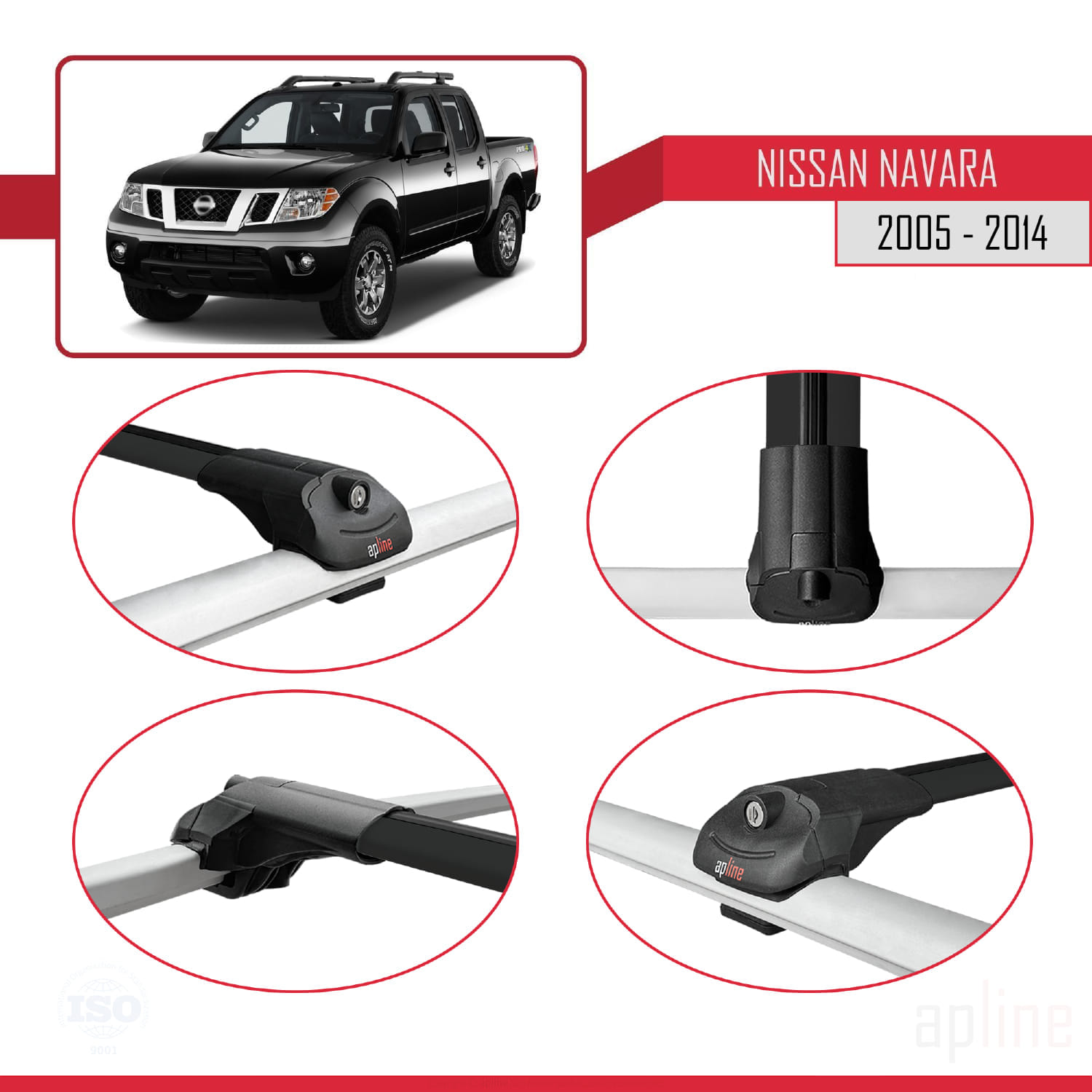 Nissan Navara (D40) 2005-2014 Arası ile Uyumlu ACE-1 Model Ara Atkı Tavan Barı Siyah 3 Adet - Görsel 4