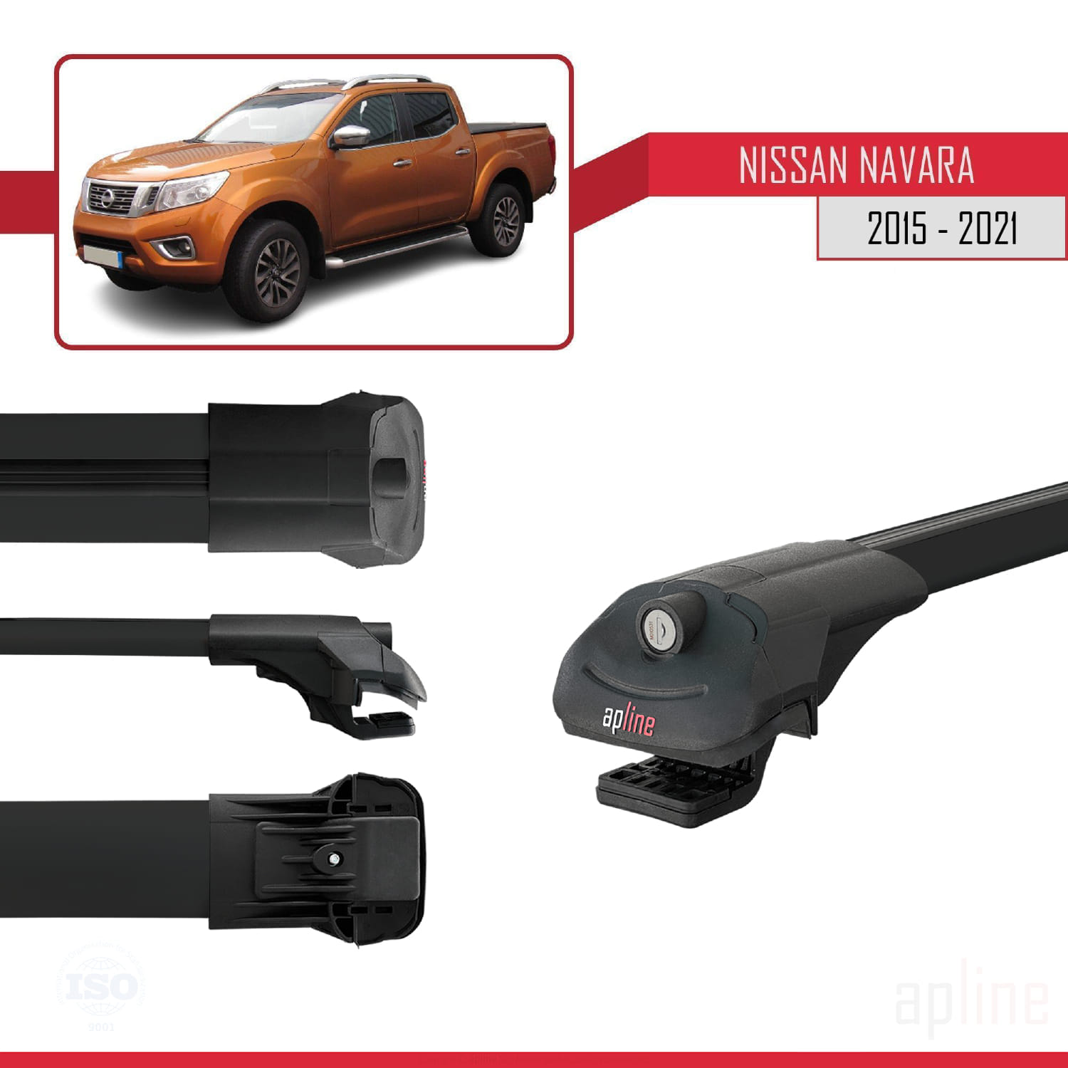 Nissan Navara (D23) 2015-2021 Arası ile Uyumlu ACE-1 Model Ara Atkı Tavan Barı Siyah 2 Adet - Görsel 3