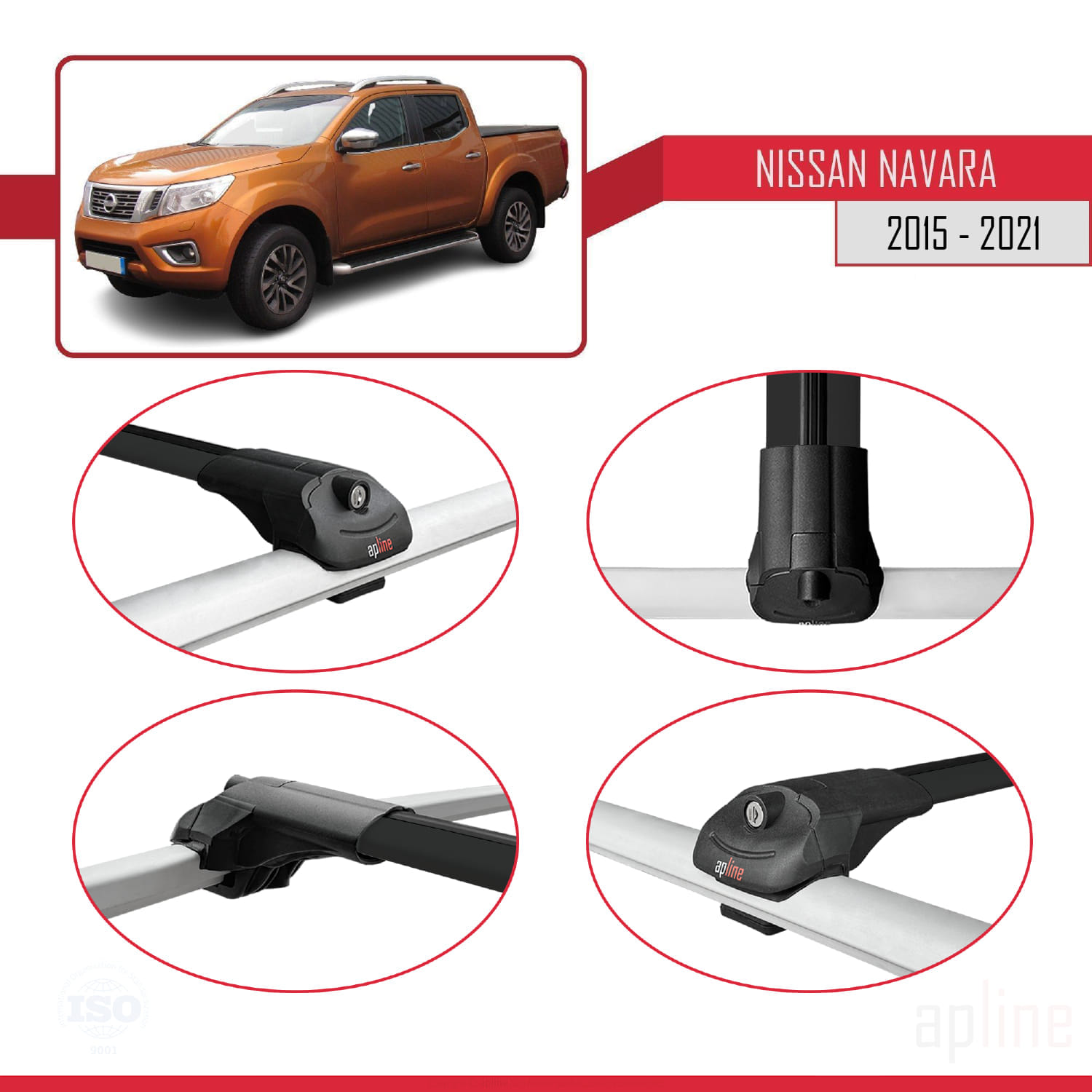 Nissan Navara (D23) 2015-2021 Arası ile Uyumlu ACE-1 Model Ara Atkı Tavan Barı Siyah 2 Adet - Görsel 4