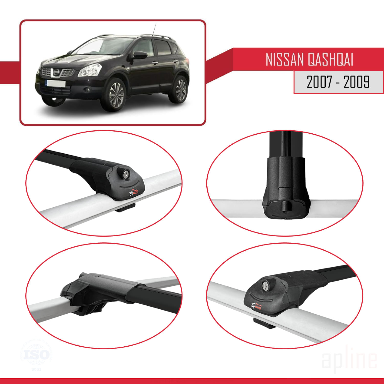 Nissan Qashqai (J10) Pre-Facelift 2006-2010 Arası ile Uyumlu ACE-1 Model Ara Atkı Tavan Barı Siyah 3 Adet - Görsel 4