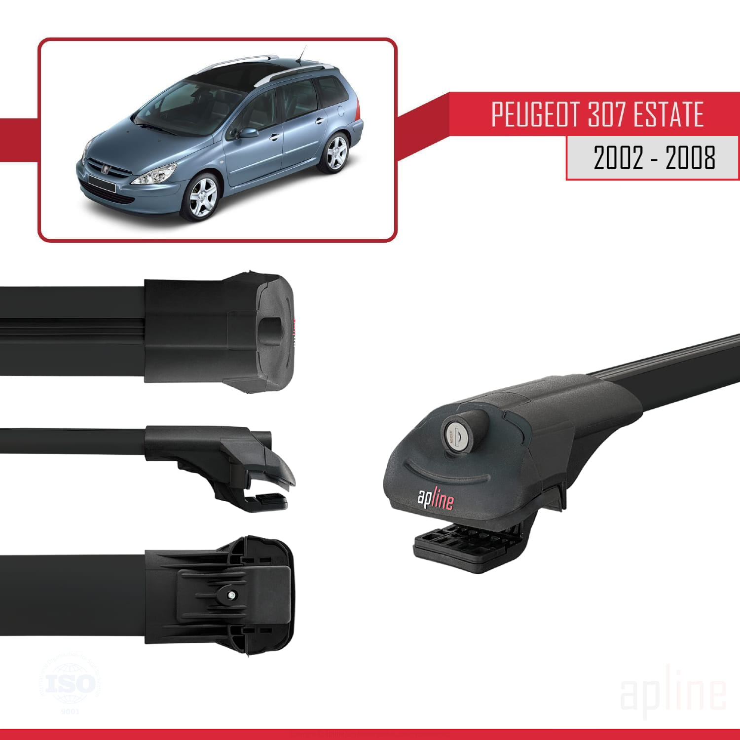 Peugeot 307 SW 2001-2008 Arası ile Uyumlu ACE-1 Model Ara Atkı Tavan Barı Siyah 3 Adet - Görsel 3