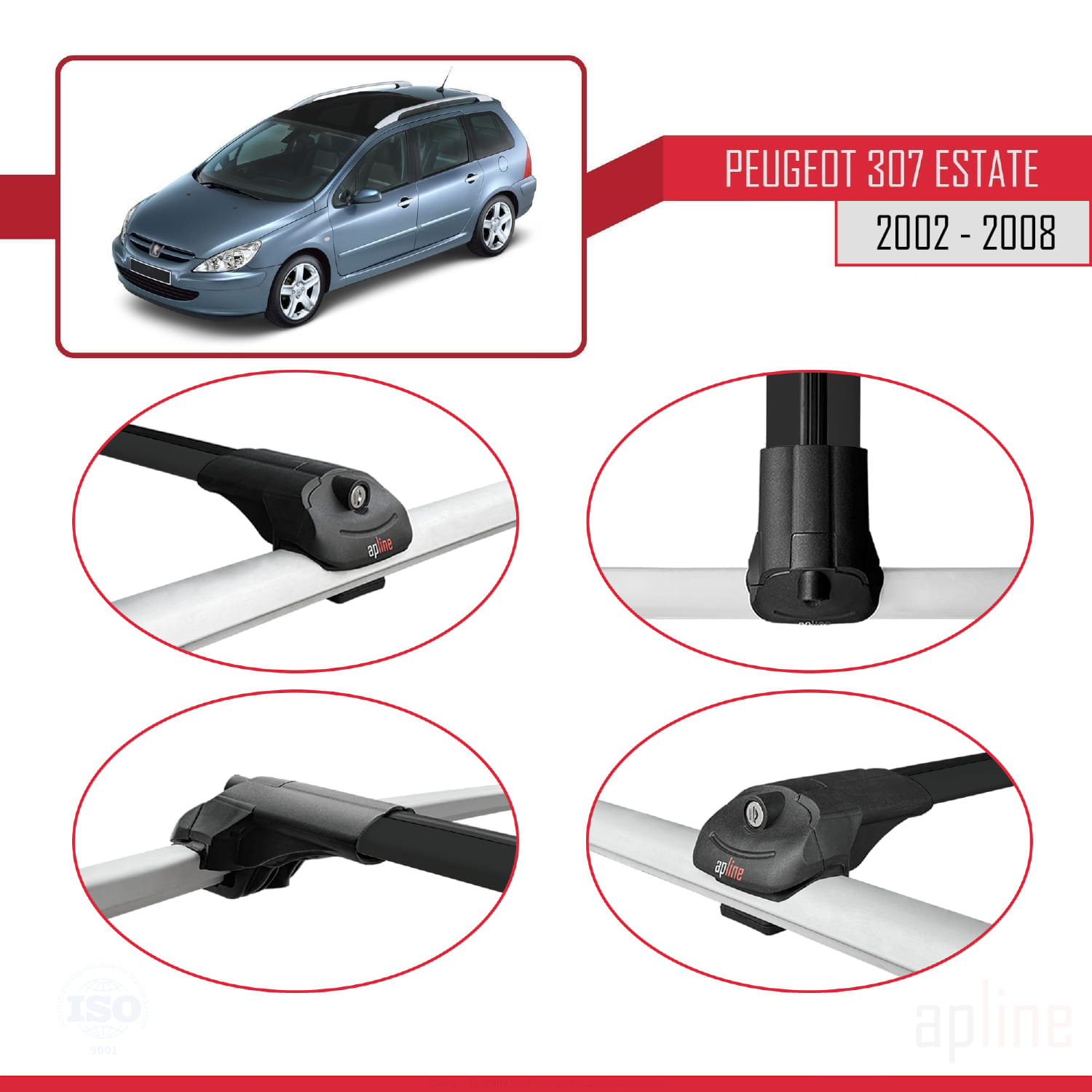 Peugeot 307 SW 2001-2008 Arası ile Uyumlu ACE-1 Model Ara Atkı Tavan Barı Siyah 3 Adet - Görsel 4