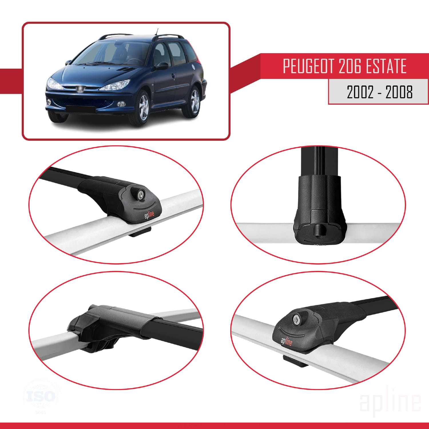 Peugeot 206 SW (T12) 2001-2008 Arası ile Uyumlu ACE-1 Model Ara Atkı Tavan Barı Siyah 3 Adet - Görsel 4