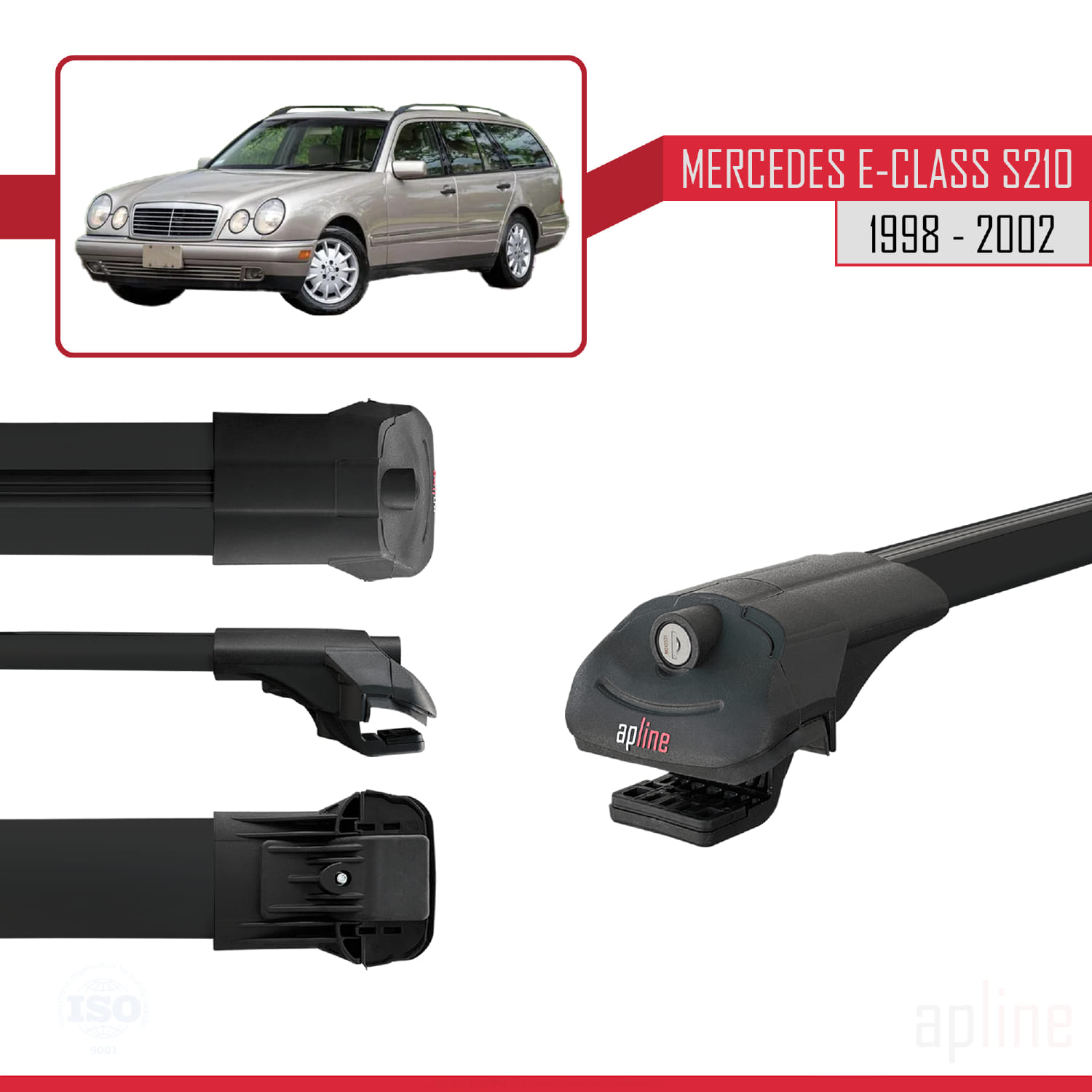 Mercedes E Class (S210) Wagon 1996-2002 Arası ile Uyumlu ACE-1 Model Ara Atkı Tavan Barı Siyah 3 Adet - Görsel 3