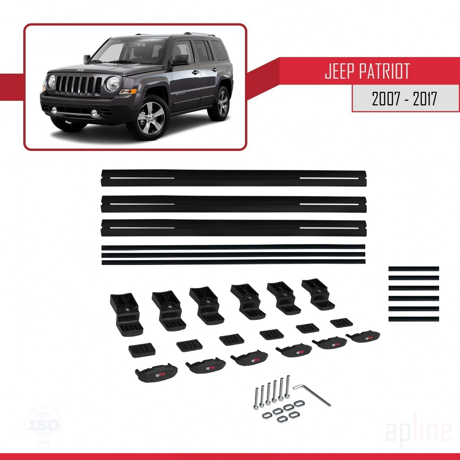 Jeep Patriot 2007-2017 Arası ile Uyumlu BASIC Model Ara Atkı Tavan Barı Siyah 3 Adet - Görsel 6