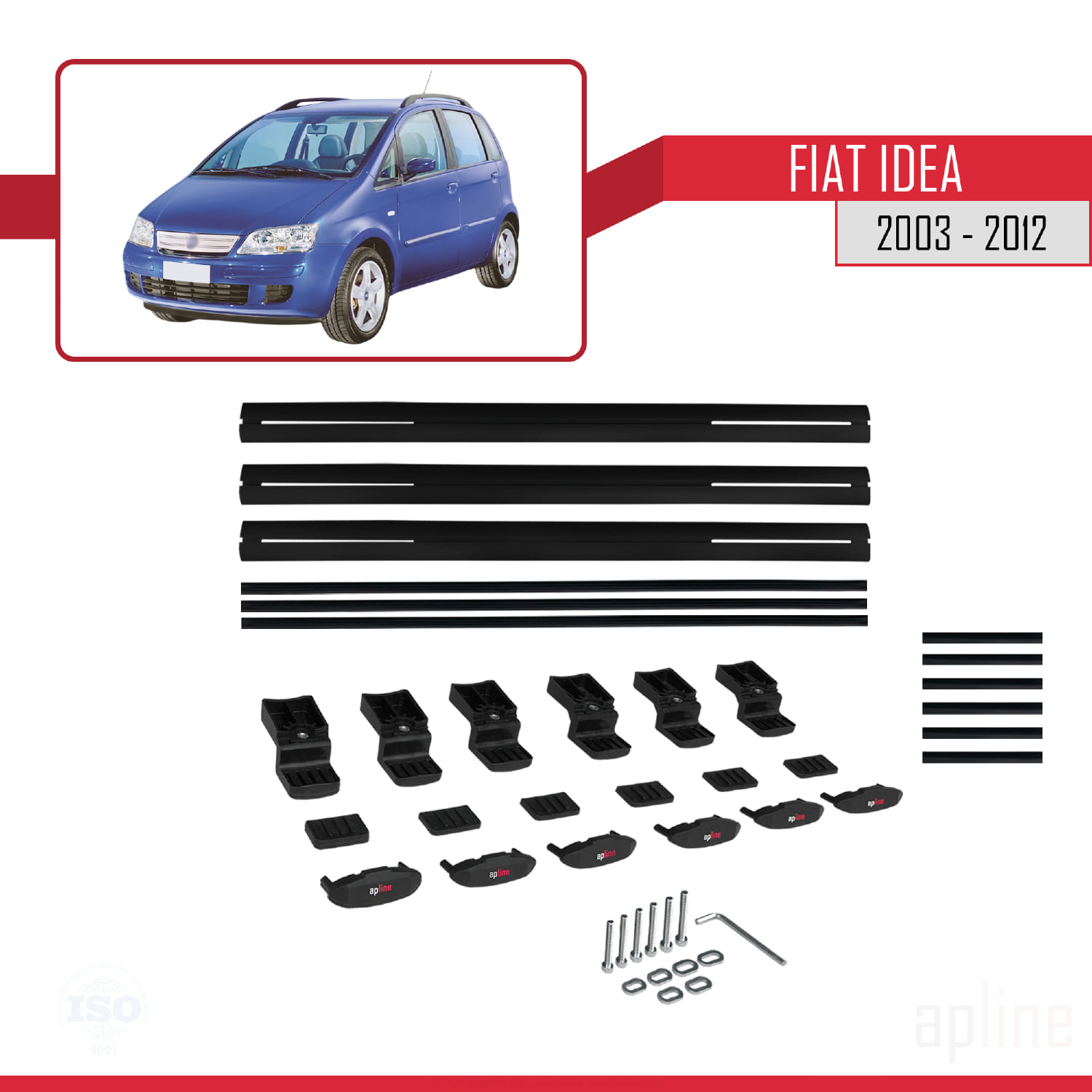 Fiat Idea 2003-2012 Arası ile Uyumlu BASIC Model Ara Atkı Tavan Barı Siyah 3 Adet - Görsel 6