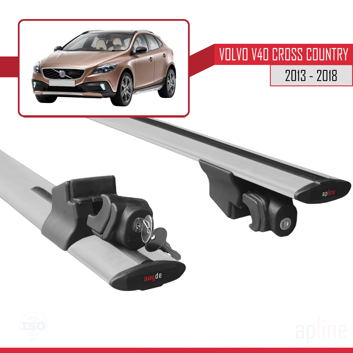 Volvo V40 Cross Country 2013-2019 Arası ile Uyumlu HOOK Model Ara Atkı Tavan Barı Gri 2 Adet - Görsel 5