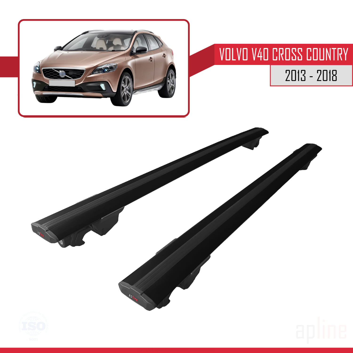 Volvo V40 Cross Country 2013-2019 Arası ile Uyumlu HOOK Model Ara Atkı Tavan Barı Siyah 2 Adet - Görsel 4