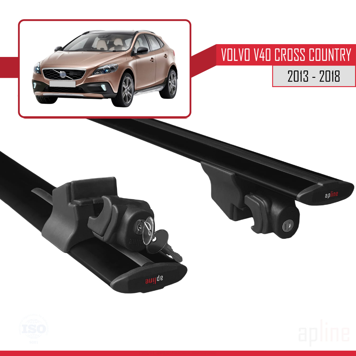 Volvo V40 Cross Country 2013-2019 Arası ile Uyumlu HOOK Model Ara Atkı Tavan Barı Siyah 2 Adet - Görsel 5