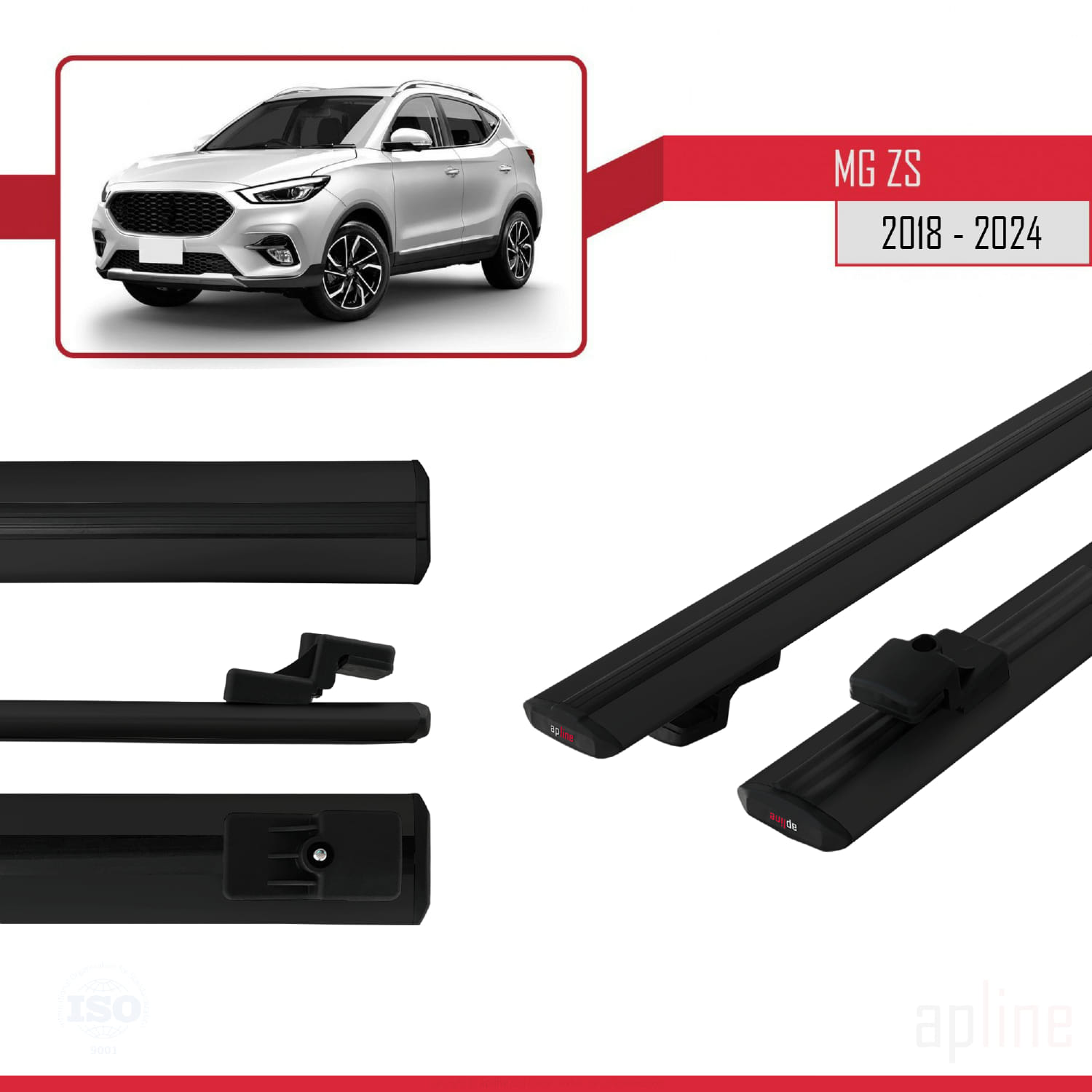 MG ZS 2018 -2026 Arası ile Uyumlu BASIC Model Ara Atkı Tavan Barı Siyah 2 Adet - Görsel 3