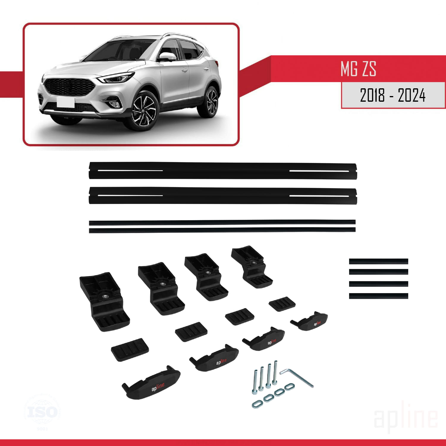 MG ZS 2018 -2026 Arası ile Uyumlu BASIC Model Ara Atkı Tavan Barı Siyah 2 Adet - Görsel 6