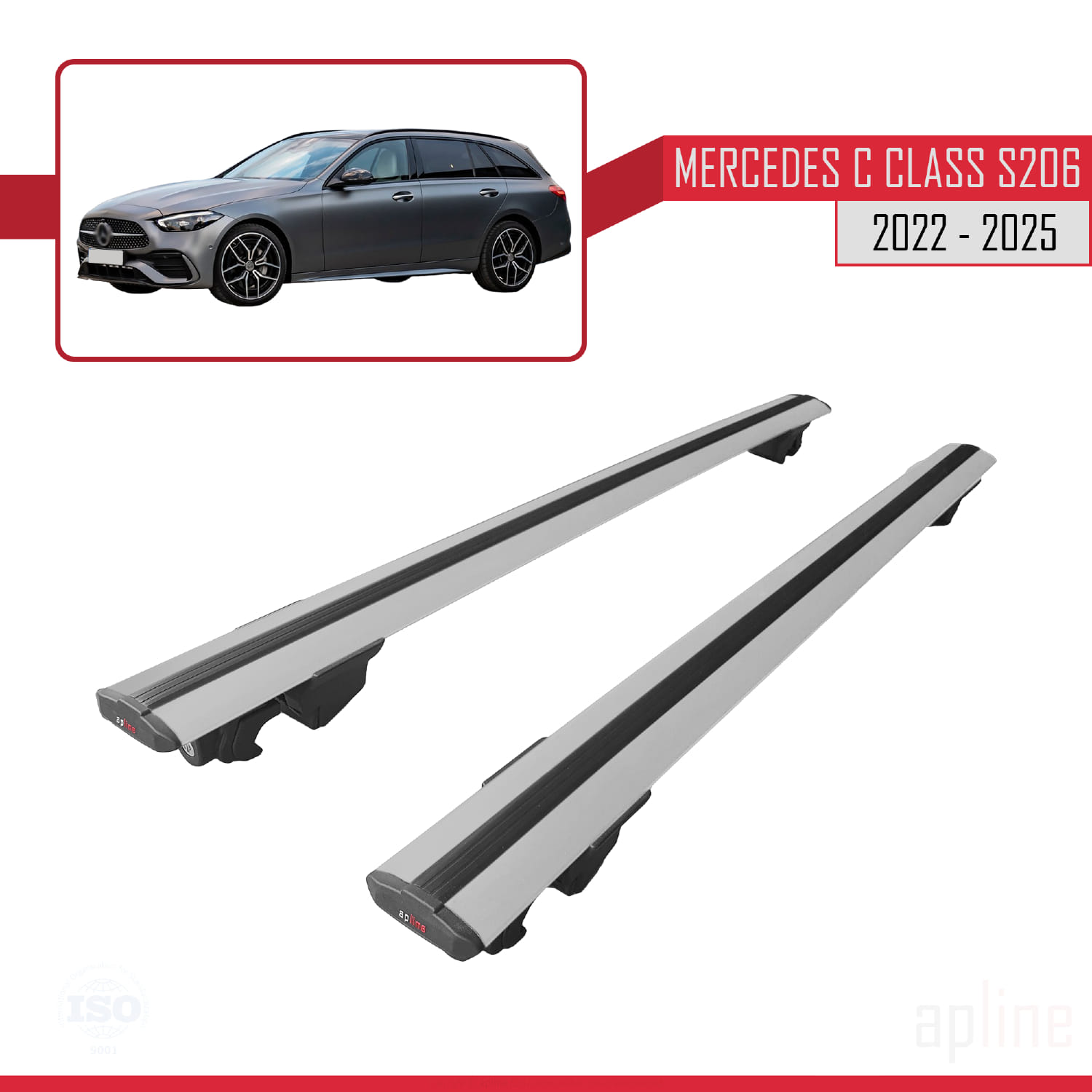 Mercedes C Class 5 (S206) 2021-2026 Arası ile Uyumlu HOOK Model Ara Atkı Tavan Barı Gri 2 Adet - Görsel 4