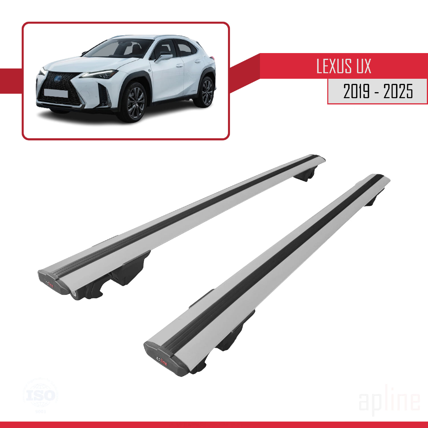 Lexus UX (ZA10) 2019-2026 Arası ile Uyumlu HOOK Model Ara Atkı Tavan Barı Gri 2 Adet - Görsel 4