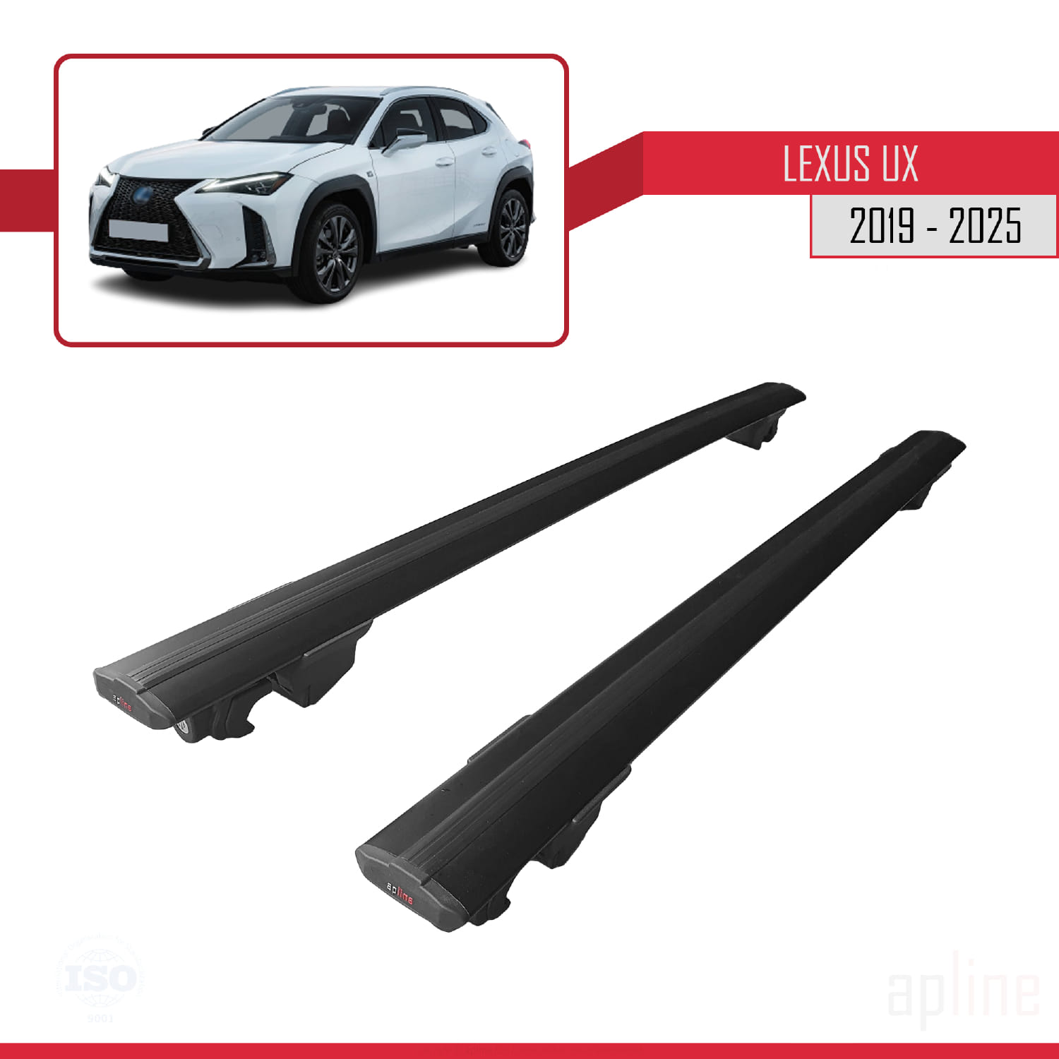 Lexus UX (ZA10) 2019-2026 Arası ile Uyumlu HOOK Model Ara Atkı Tavan Barı Siyah 2 Adet - Görsel 4