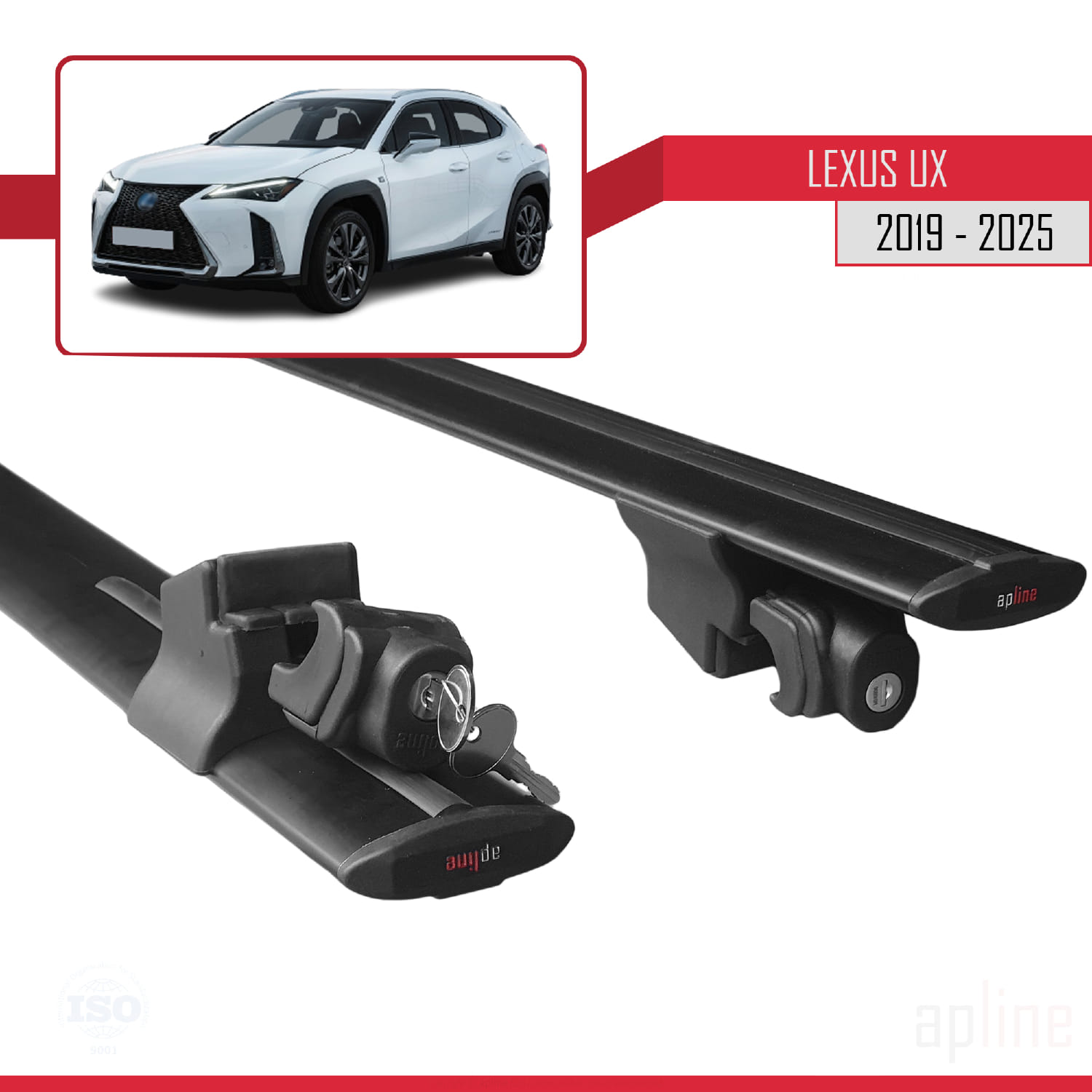 Lexus UX (ZA10) 2019-2026 Arası ile Uyumlu HOOK Model Ara Atkı Tavan Barı Siyah 2 Adet - Görsel 5