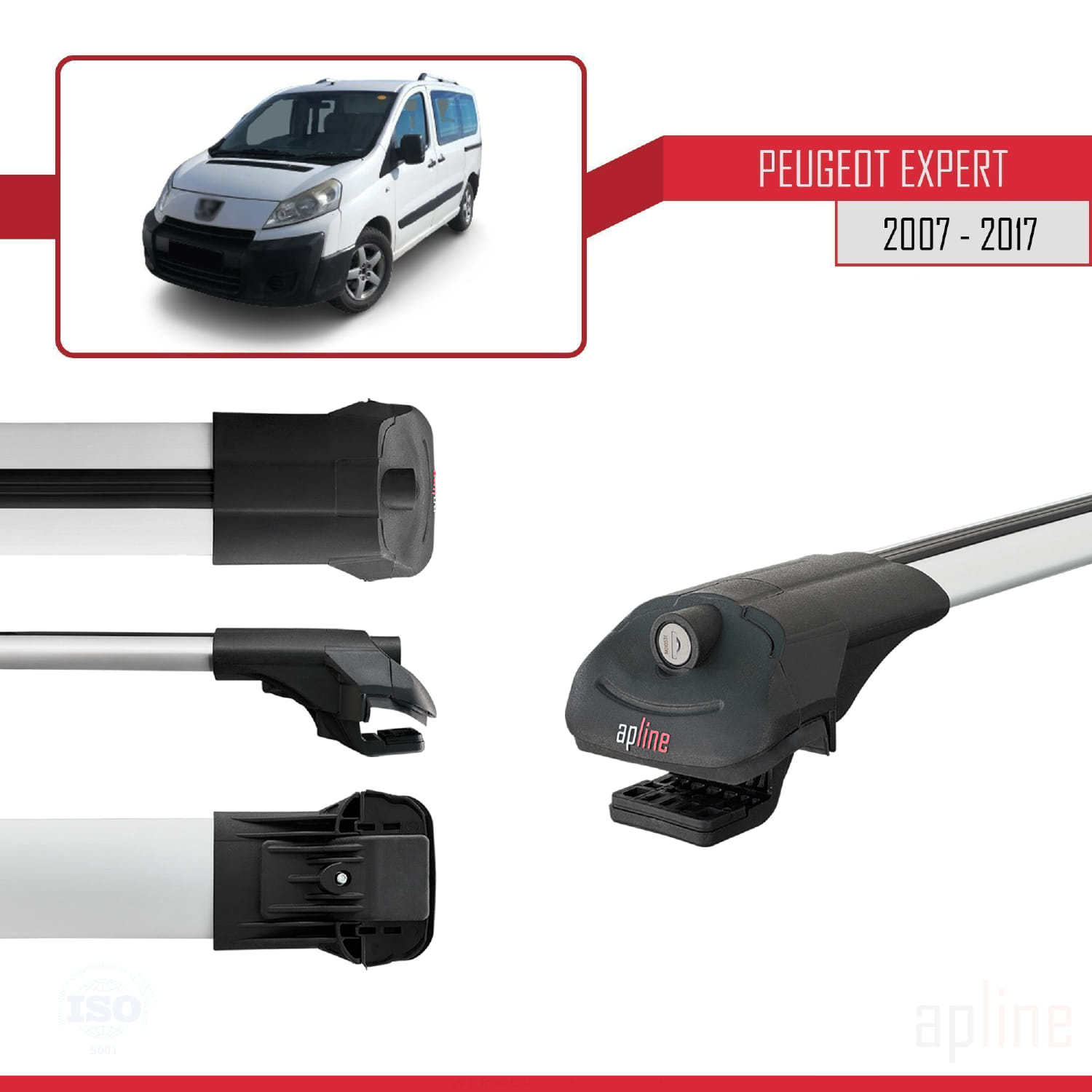 Peugeot Expert 2 (G9) 2007-2016 Arası ile Uyumlu ACE-1 Model Ara Atkı Tavan Barı Gri 4 Adet - Görsel 3