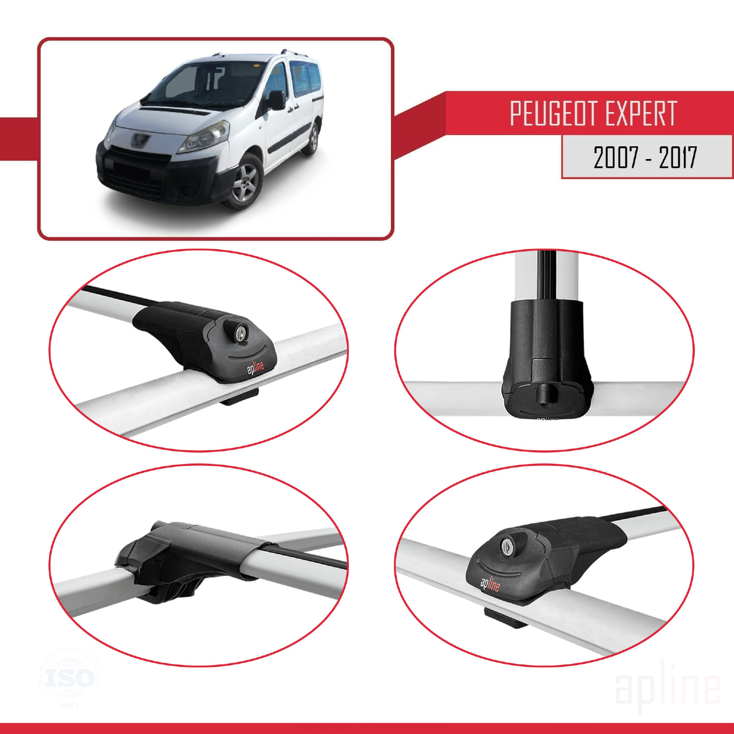 Peugeot Expert 2 (G9) 2007-2016 Arası ile Uyumlu ACE-1 Model Ara Atkı Tavan Barı Gri 4 Adet - Görsel 4