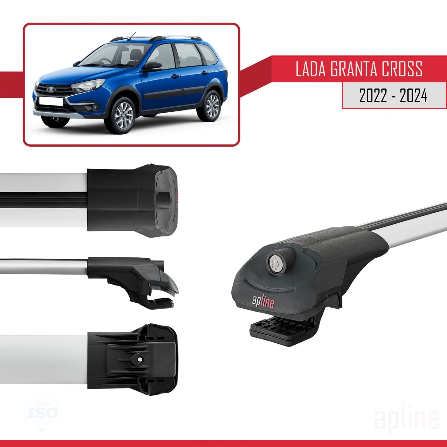 Lada Granta Cross 2019-2026 Arası ile Uyumlu ACE-1 Model Ara Atkı Tavan Barı Gri 3 Adet - Görsel 3